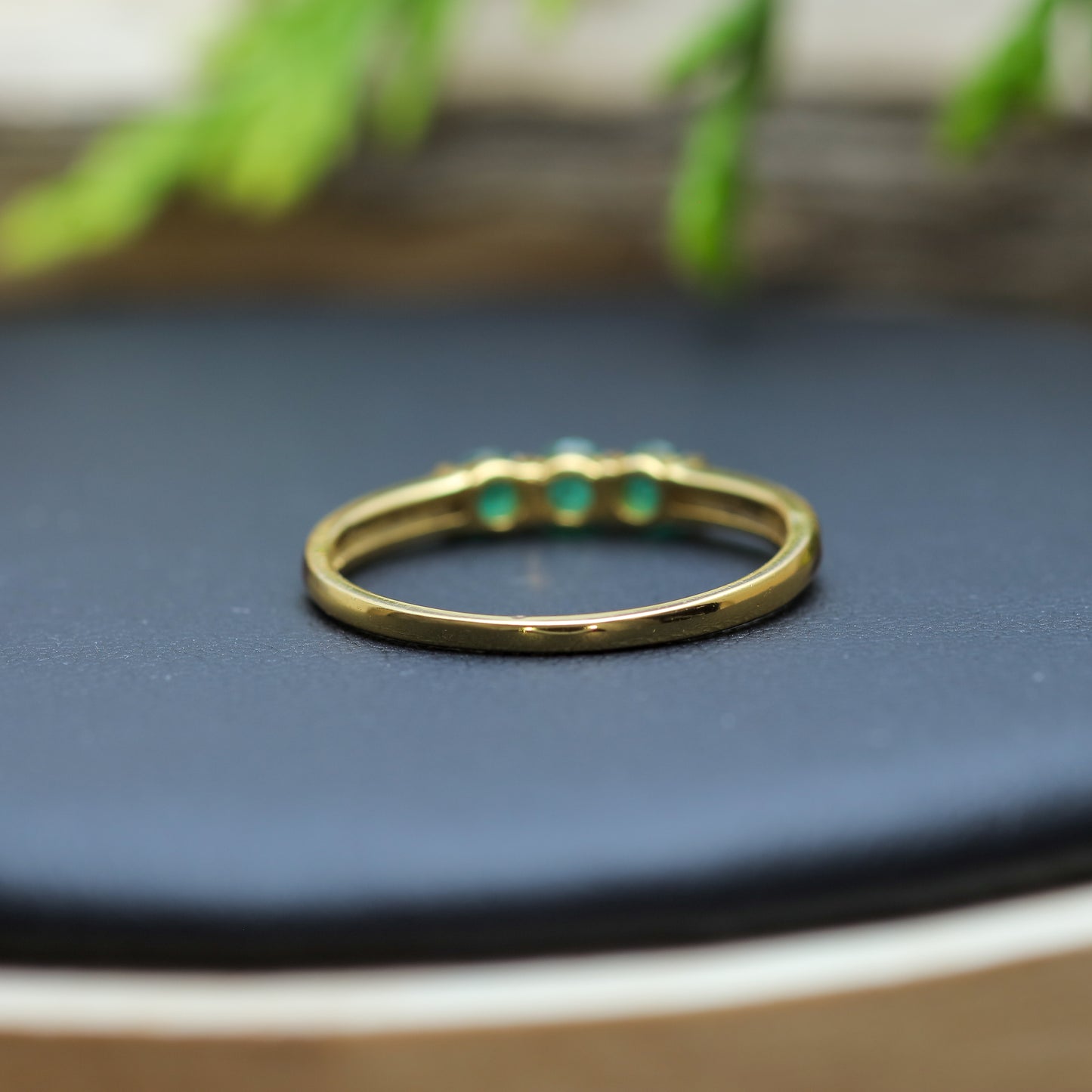 Three-Stone Emerald Gold-Plated Ring
