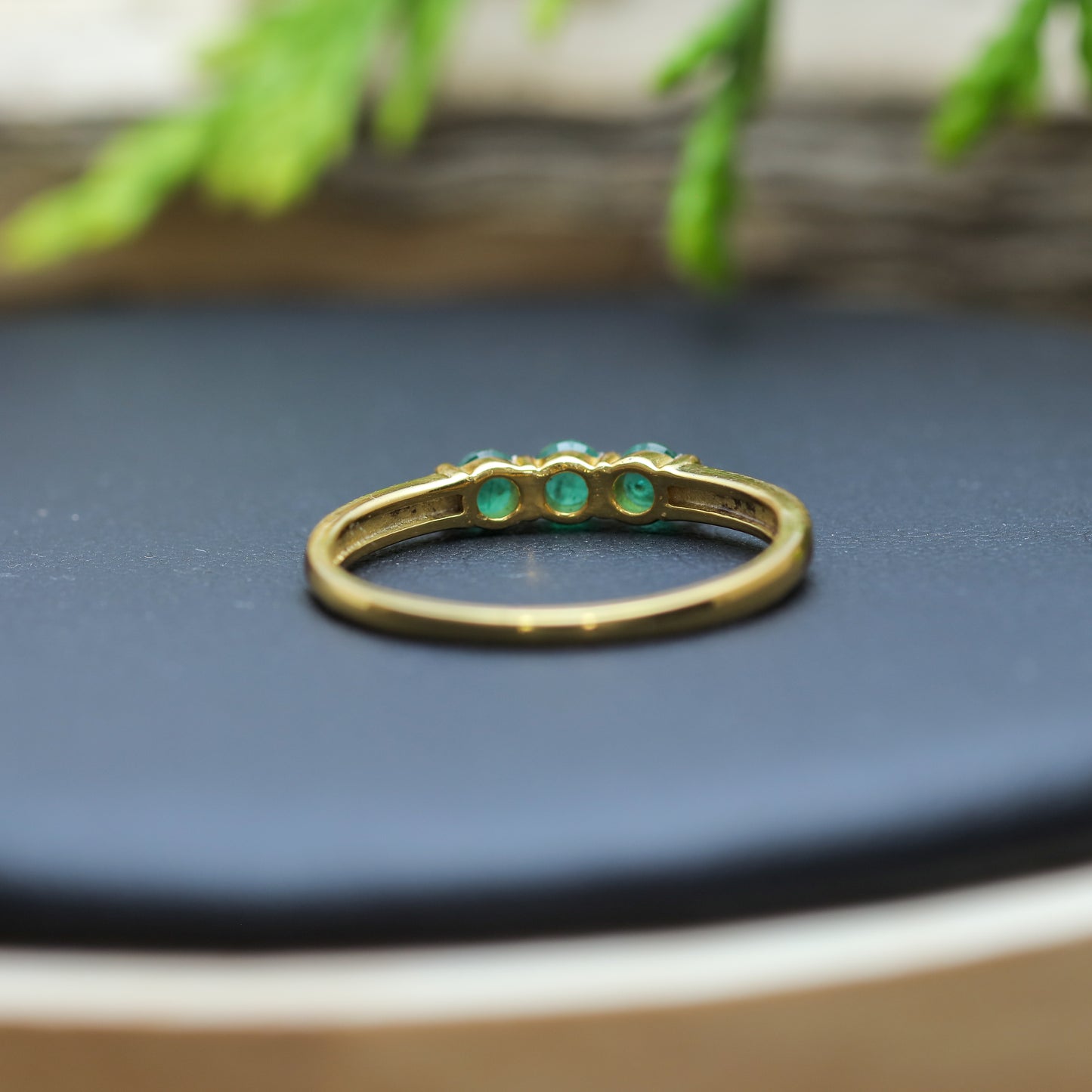 Three-Stone Emerald Gold-Plated Ring