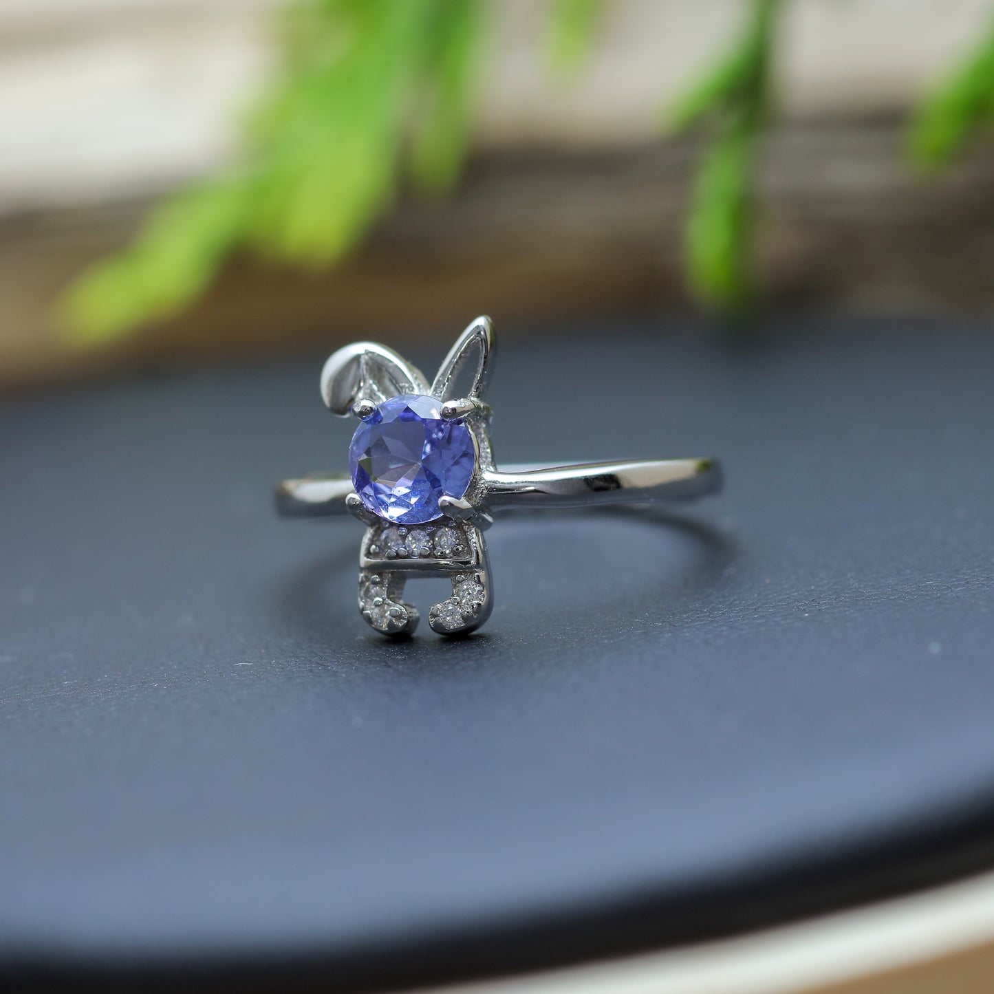 Women's Tanzanite & Cz Accent Ring