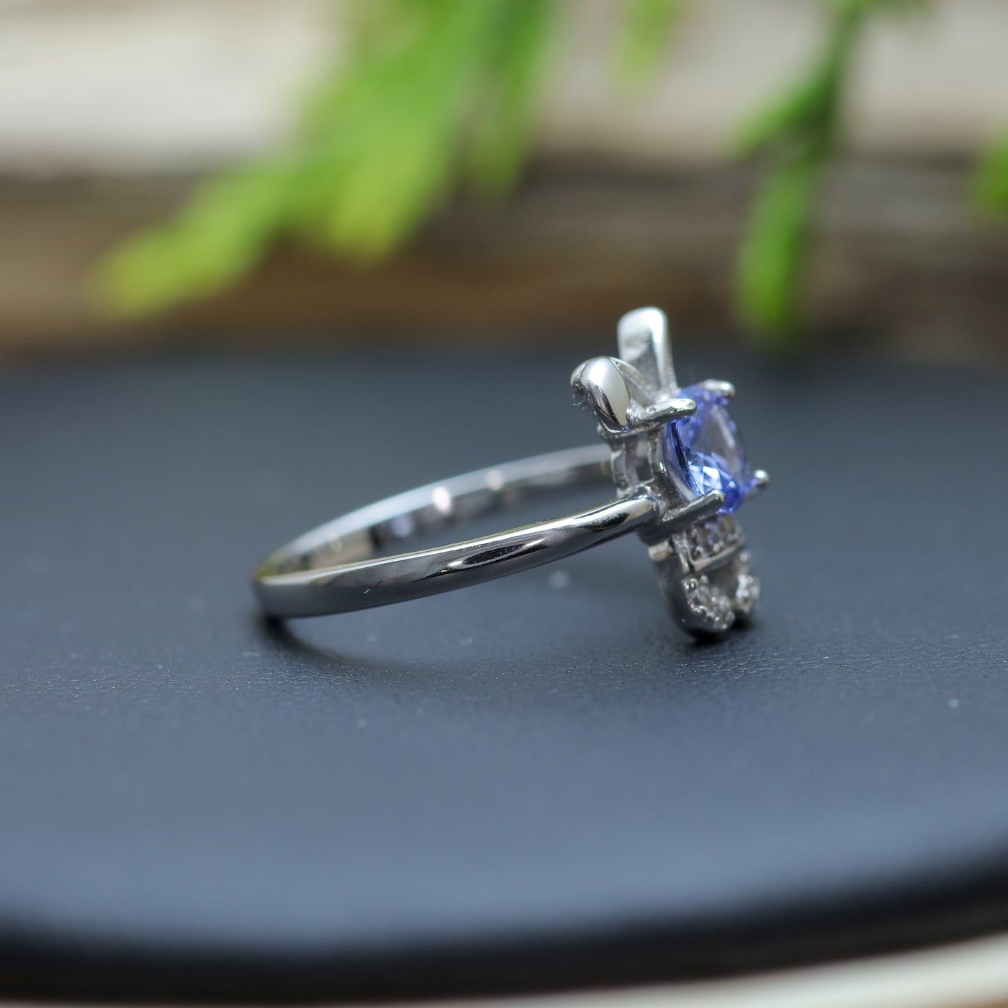 Women's Tanzanite & Cz Accent Ring