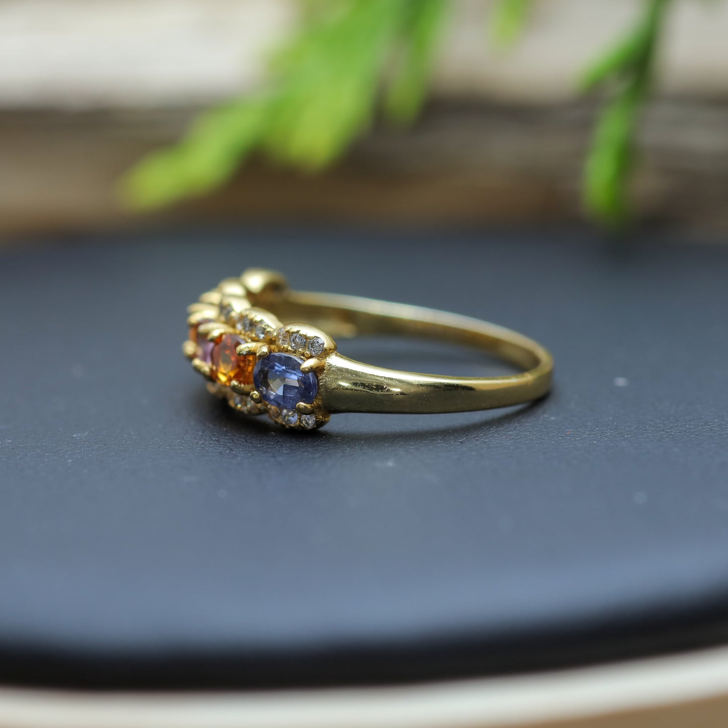 Multi-Gemstone Gold-Plated Sterling Silver Ring