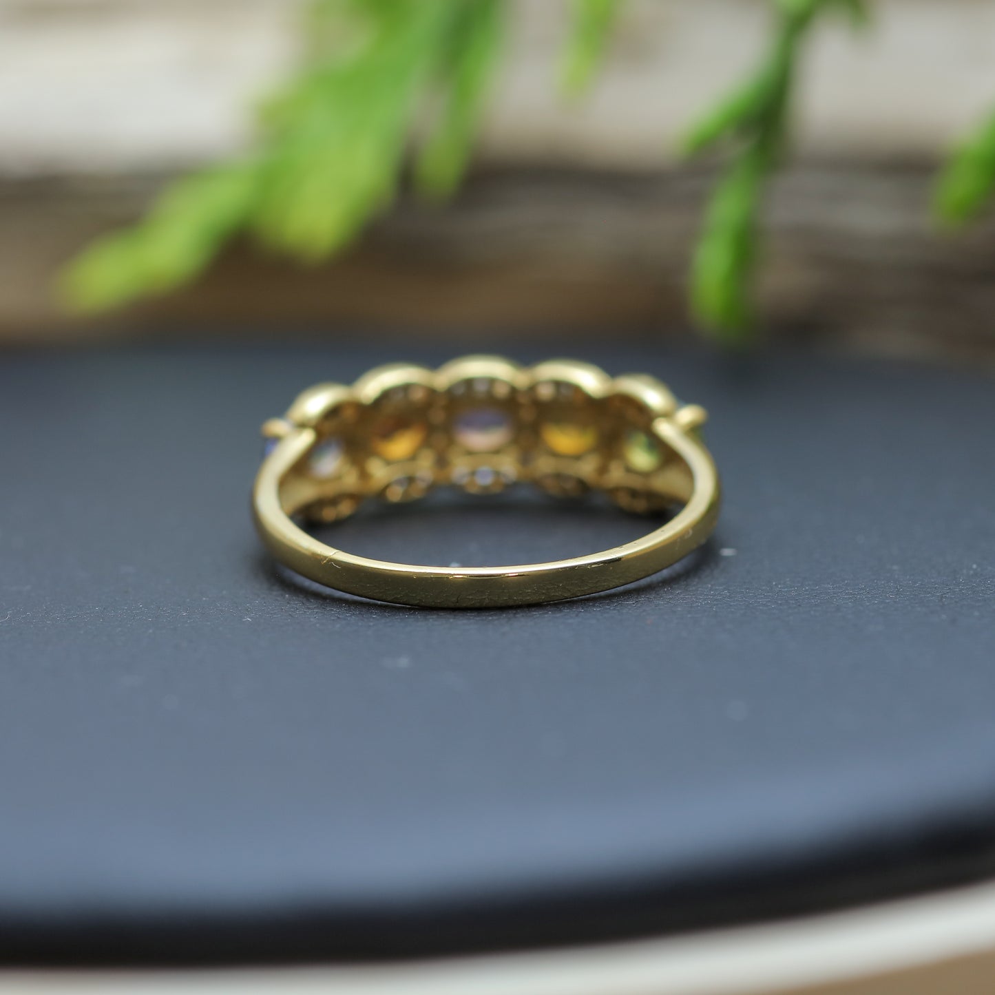 Multi-Gemstone Gold-Plated Sterling Silver Ring