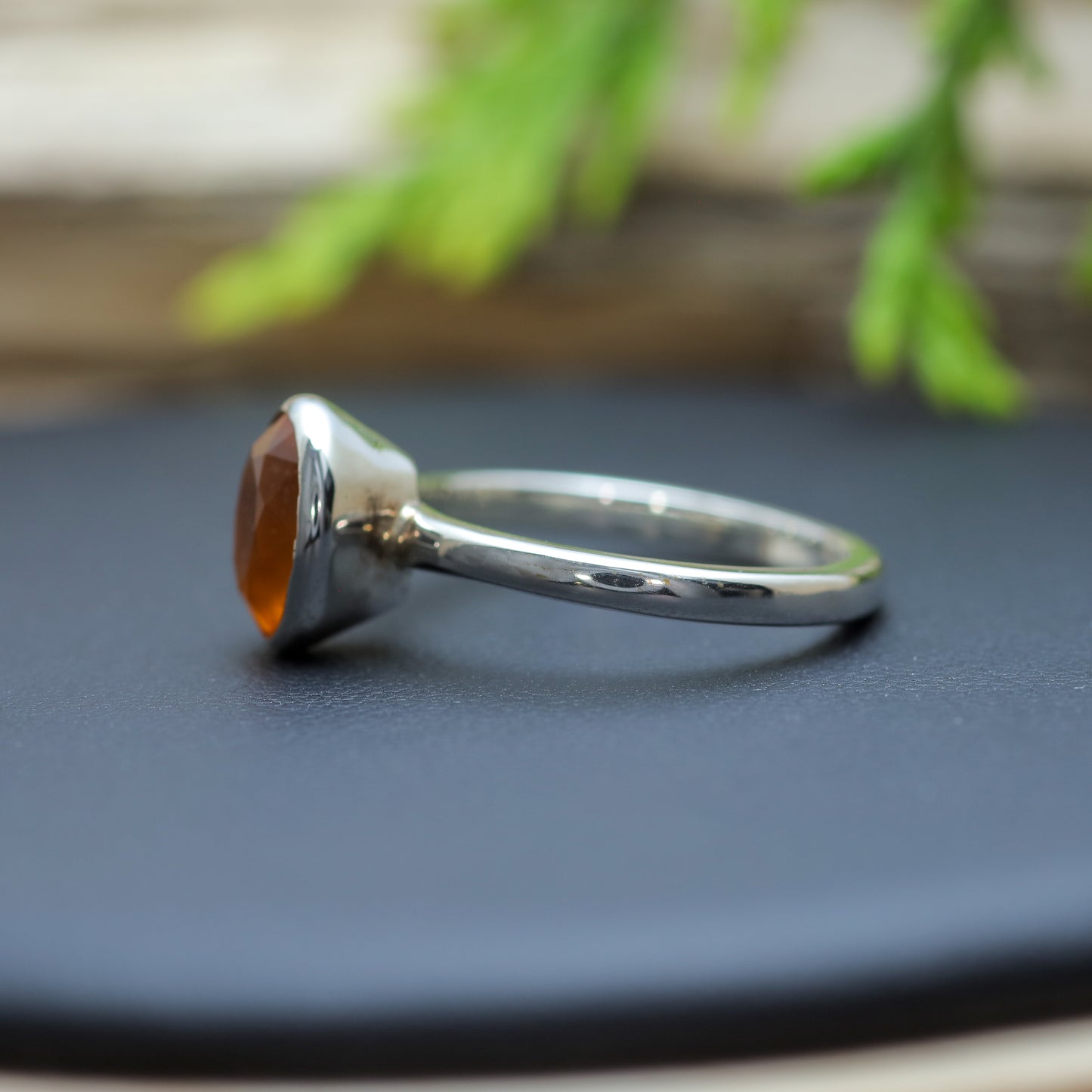 Natural Chalcedony Argentium Silver Solitaire Ring