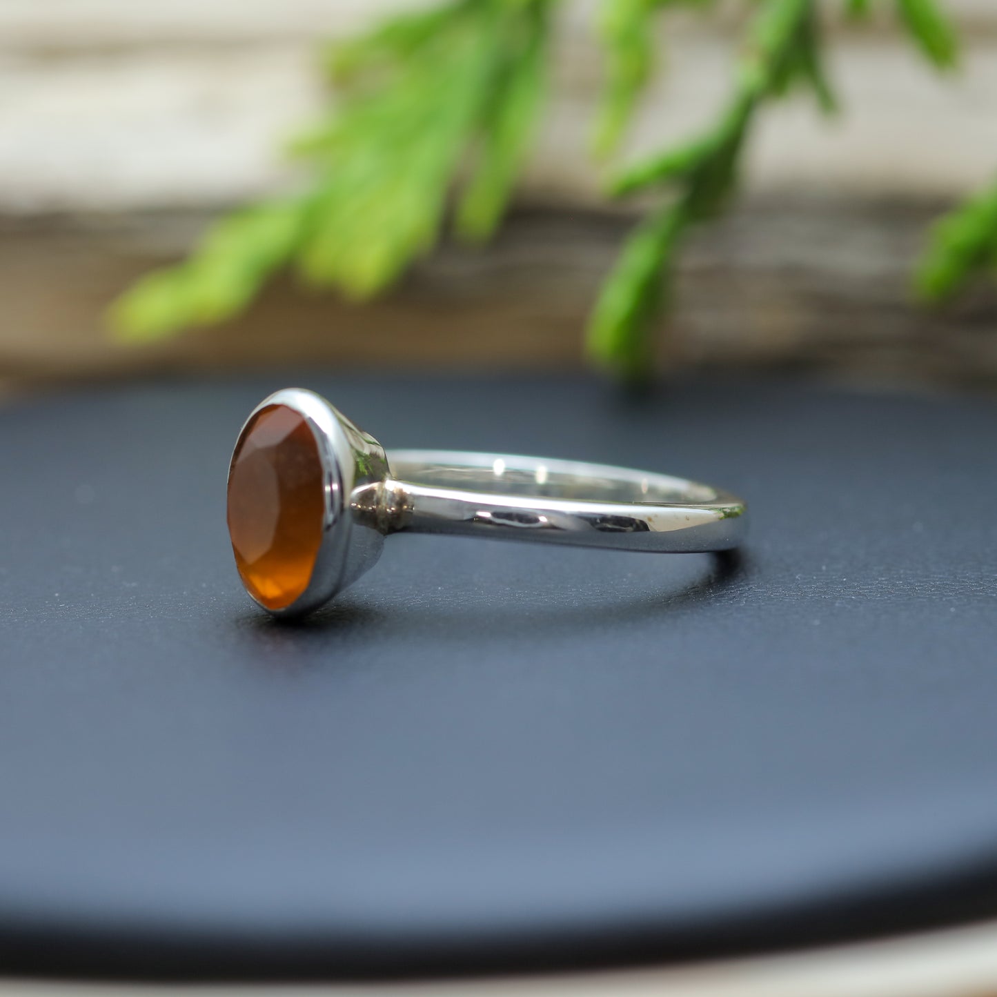 Natural Chalcedony Argentium Silver Solitaire Ring