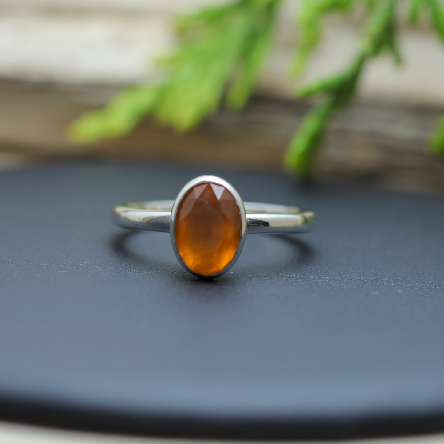 Natural Chalcedony Argentium Silver Solitaire Ring
