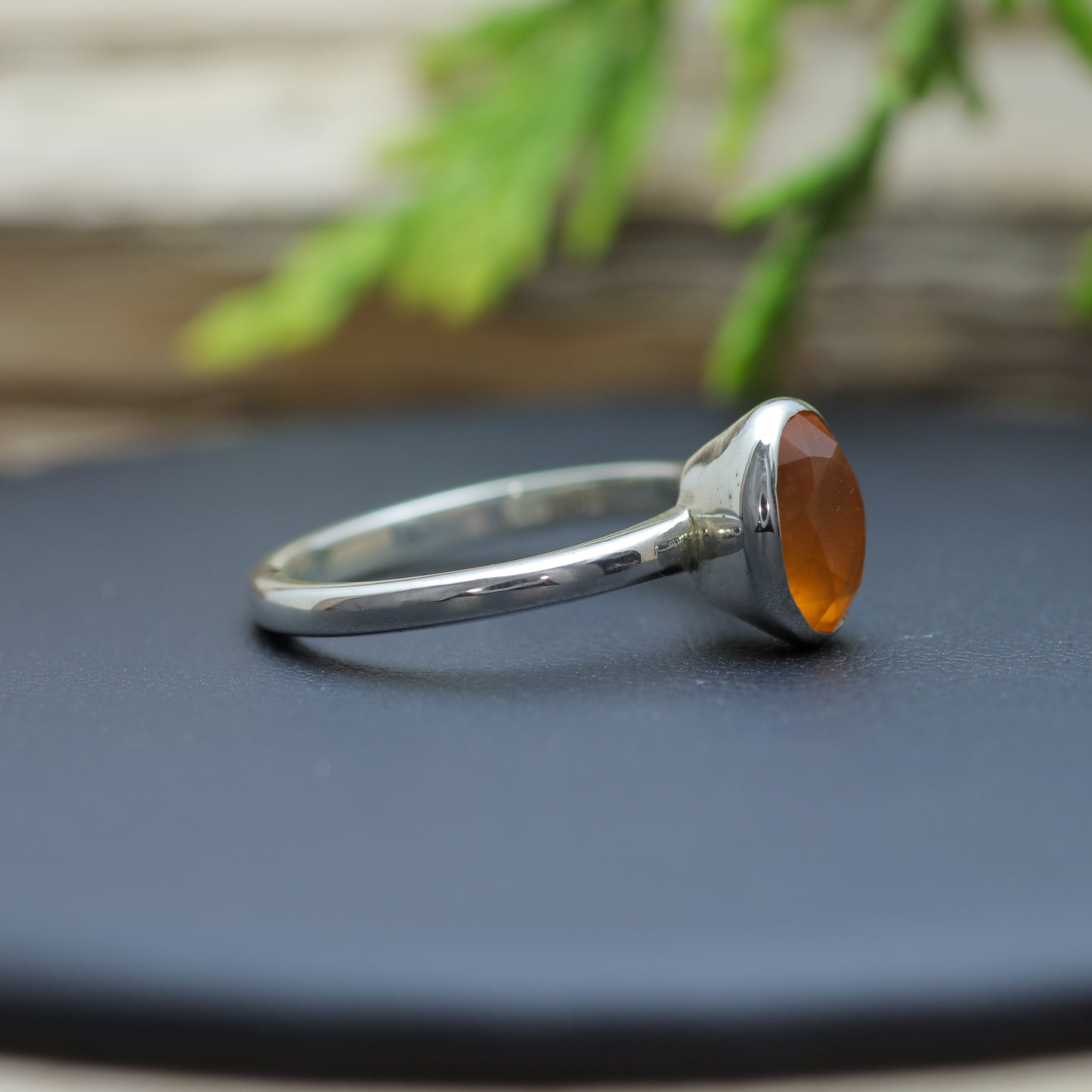 Natural Chalcedony Argentium Silver Solitaire Ring