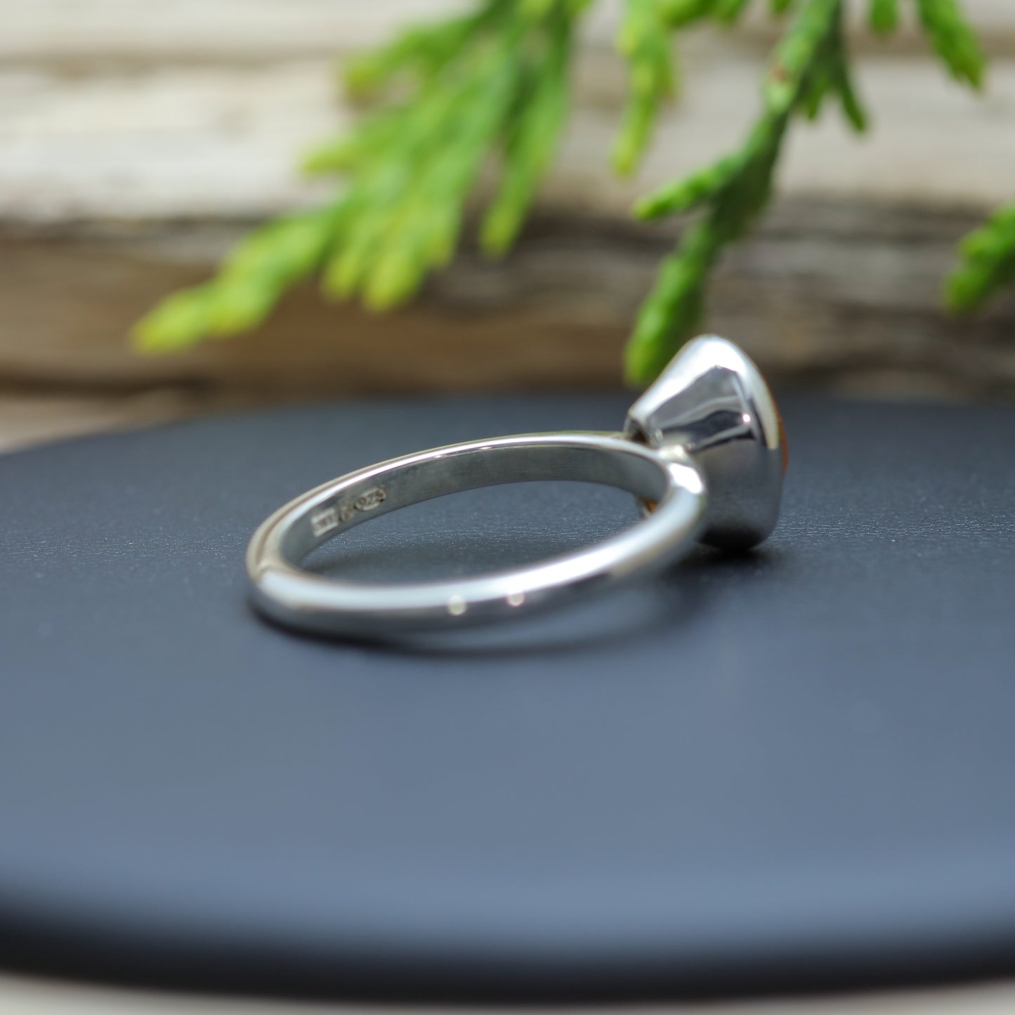 Natural Chalcedony Argentium Silver Solitaire Ring