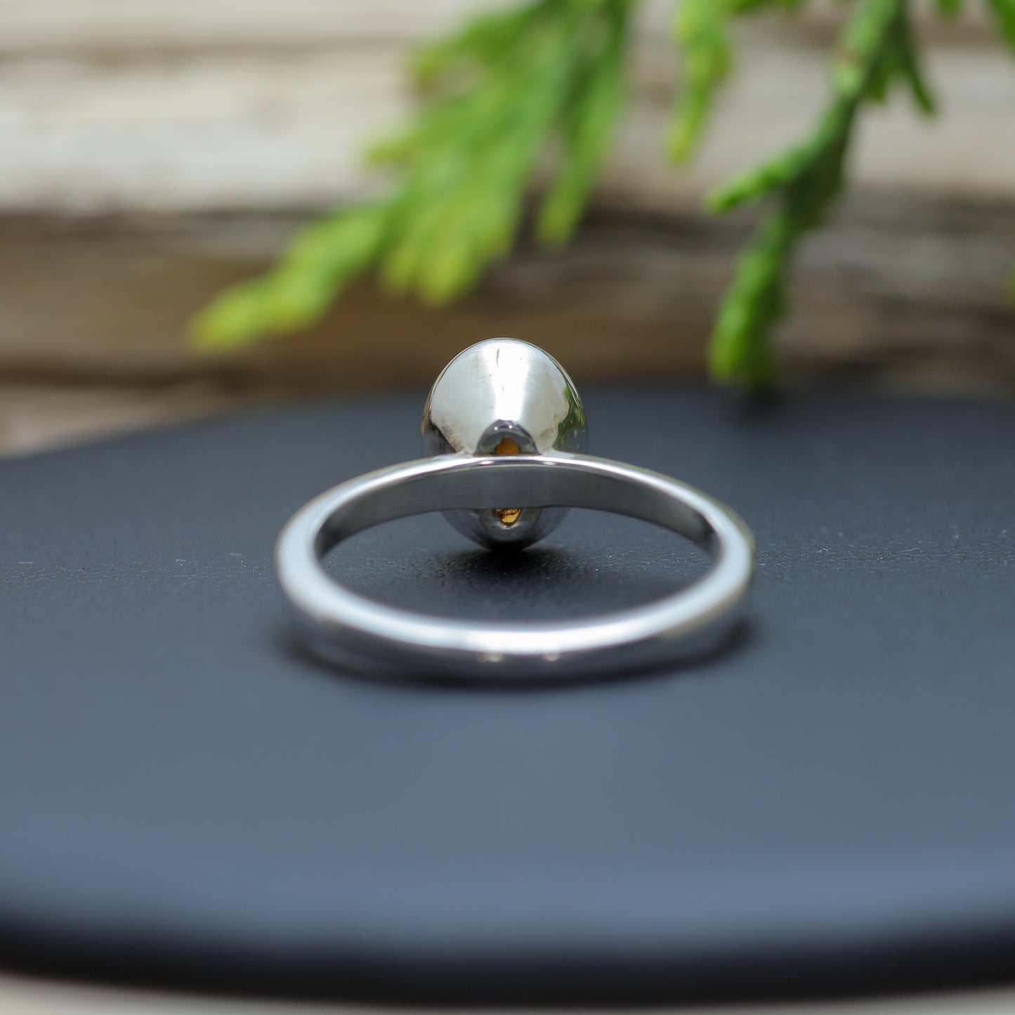 Natural Chalcedony Argentium Silver Solitaire Ring