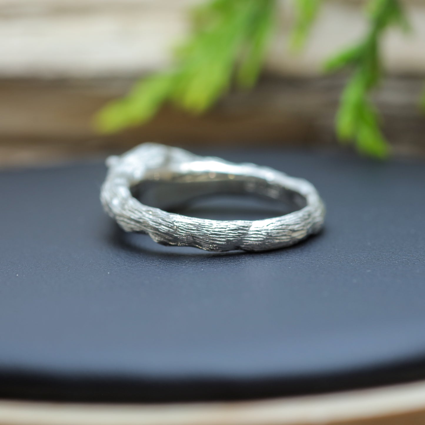 Texture Oval Aquamarine Solitaire Ring