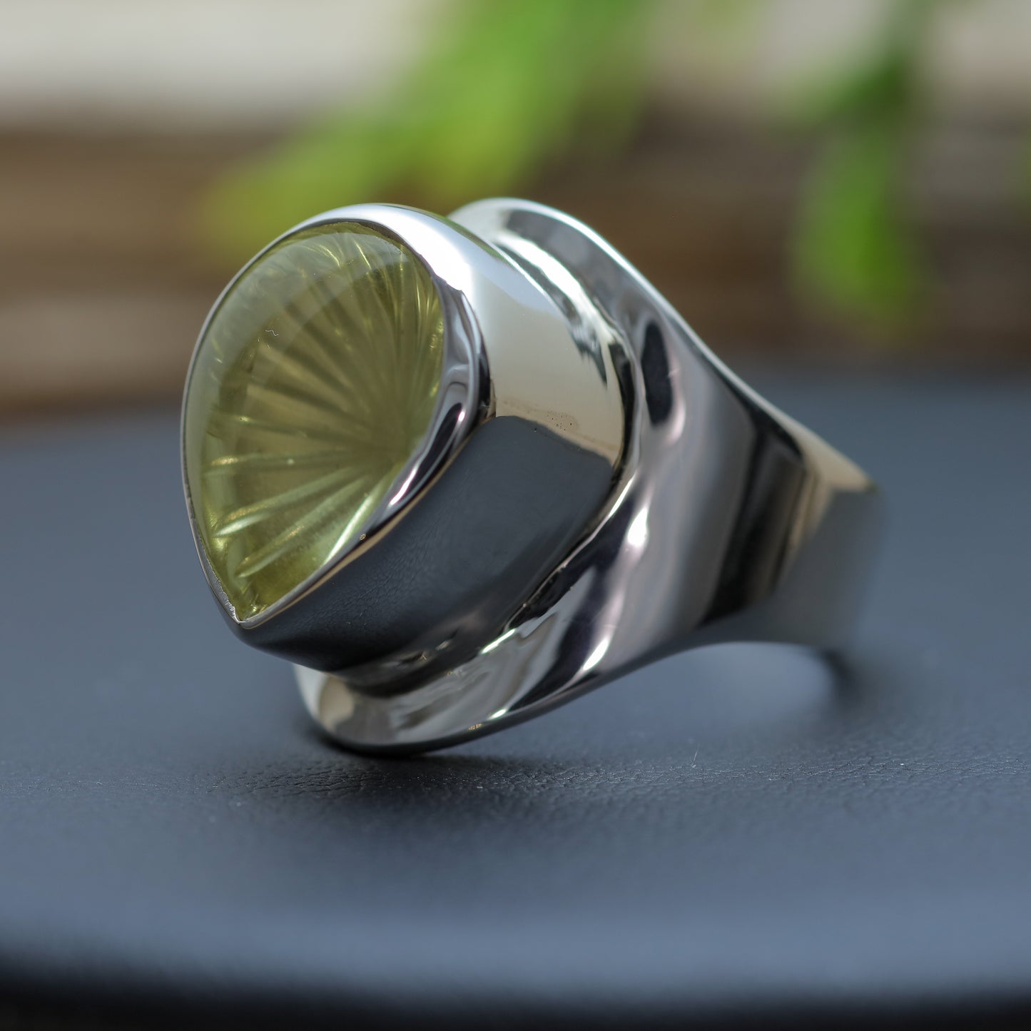 Handcrafted Pear-Shape Lemon Quartz Solitaire Ring