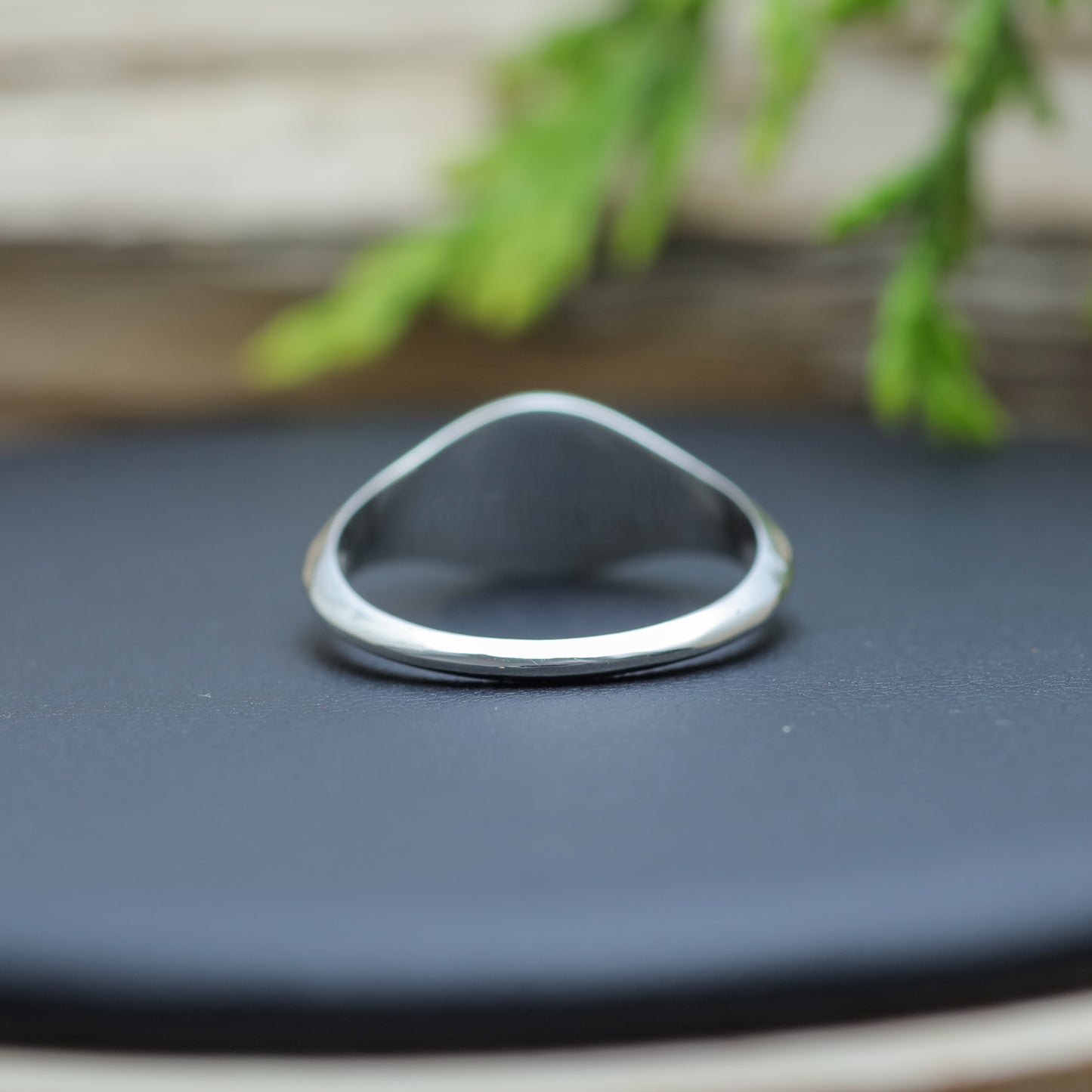 Starburst Signet Argentium Silver Ring and flush lab diamond.