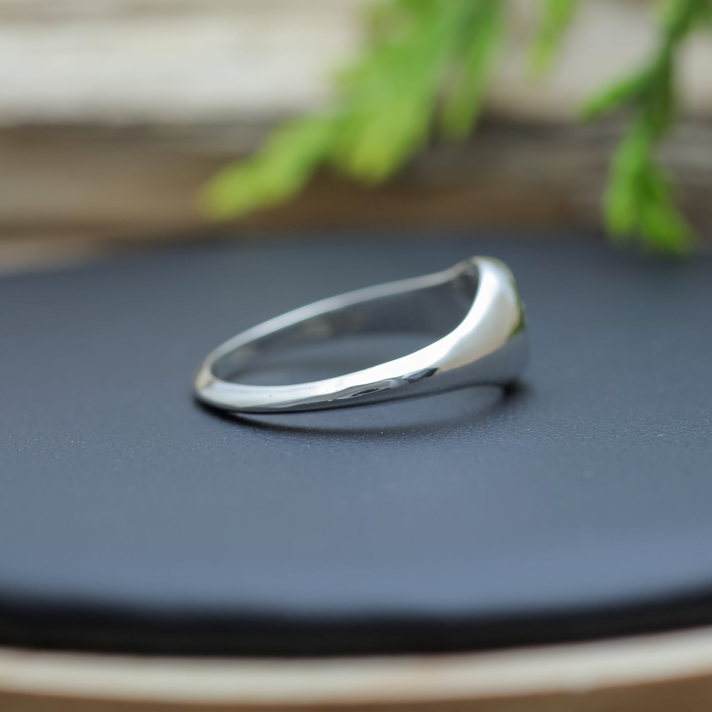 Starburst Signet Argentium Silver Ring and flush lab diamond.