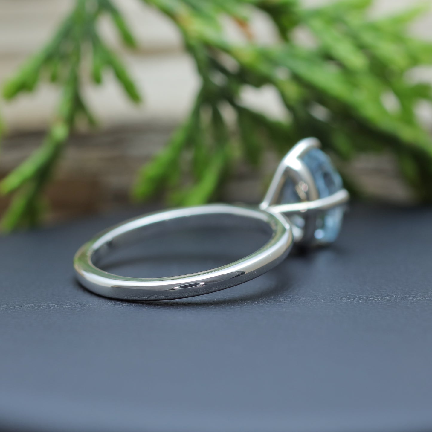Natural Aquamarine Argentium Silver Solitaire Ring