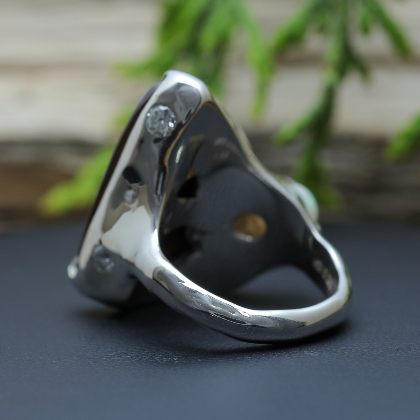 Organic Australian Boulder Opal & Crystal Opal Statement Ring