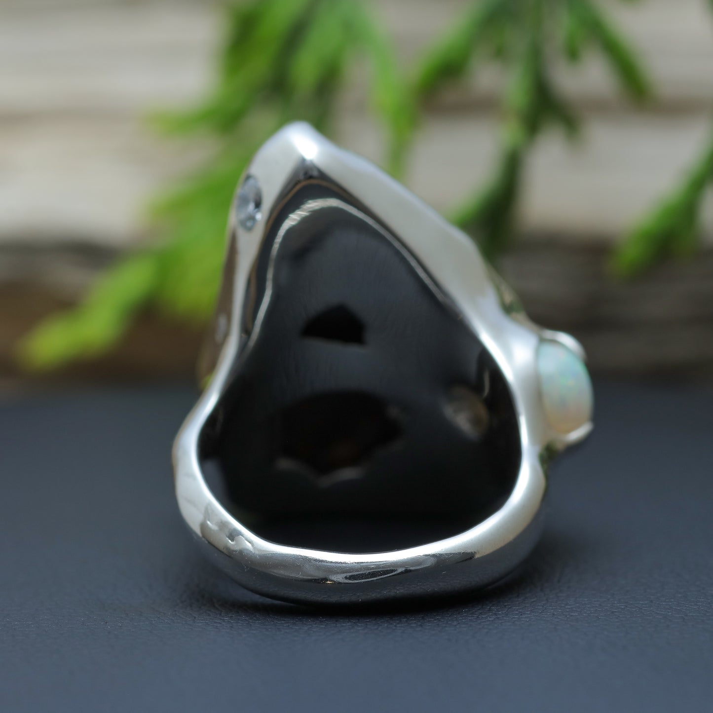Organic Australian Boulder Opal & Crystal Opal Statement Ring