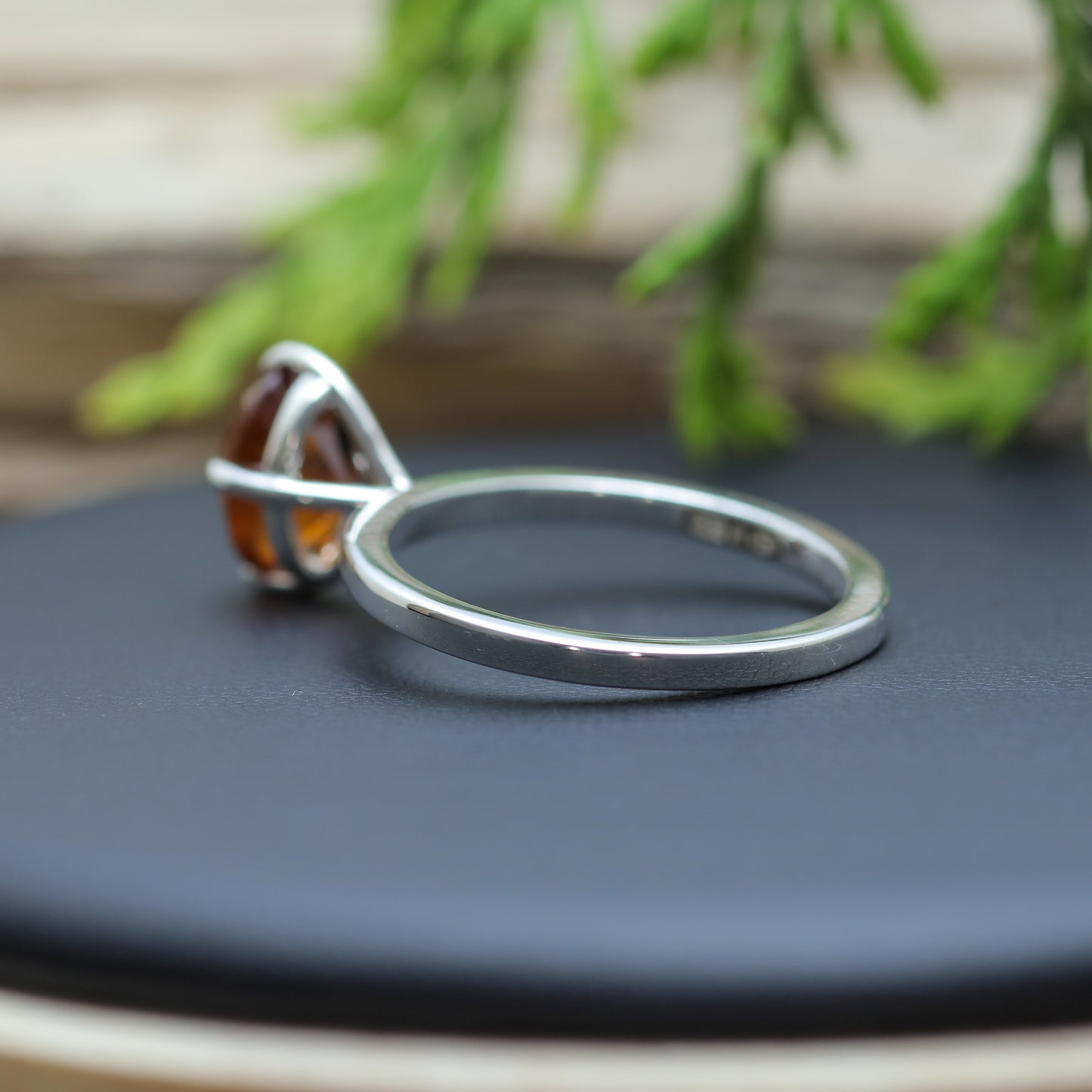 Natural Hessonite Garnet Solitaire Ring
