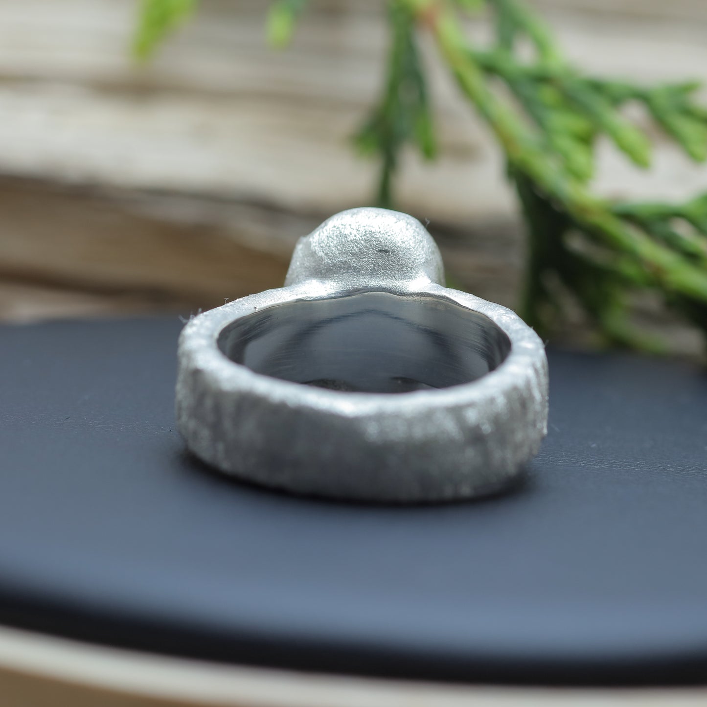 Organic Textured Oval Amethyst Statement Ring
