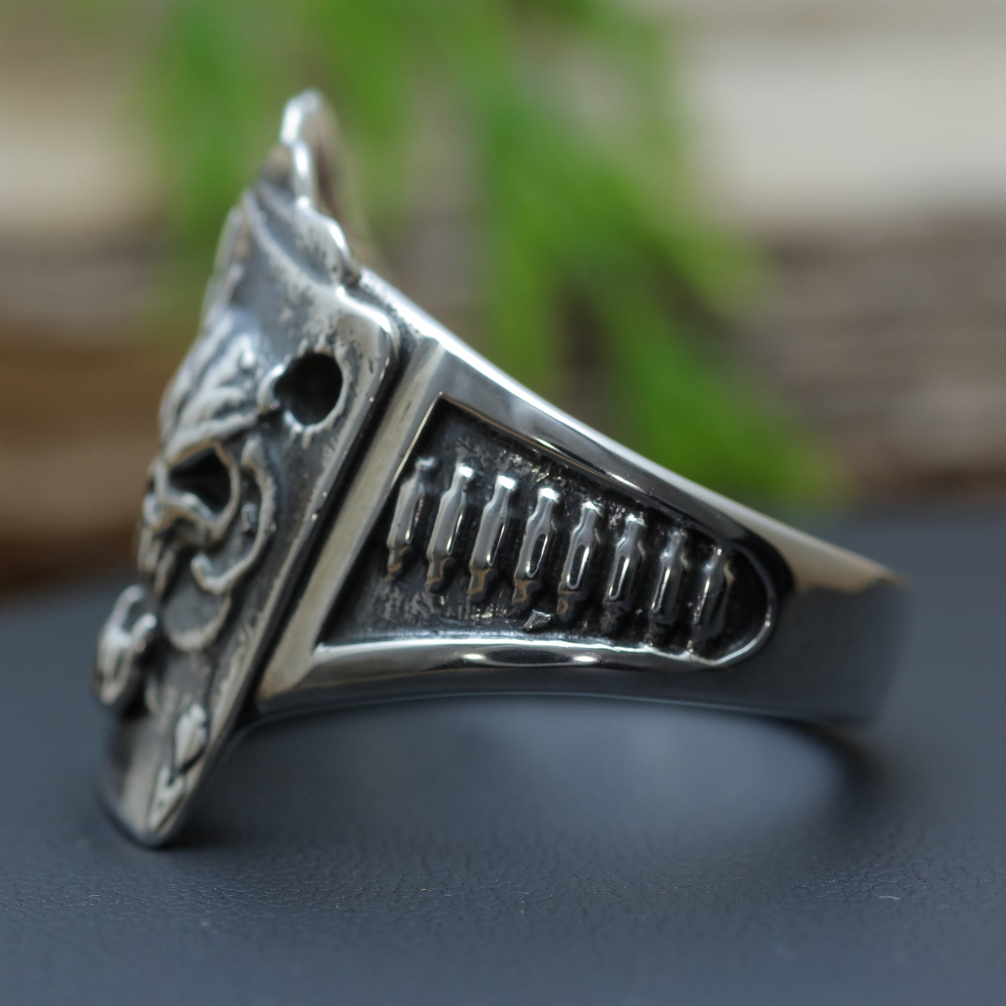 Men's "Dead Hand" Ace of Spades Poker Signet Ring in Sterling Silver (20.5g)