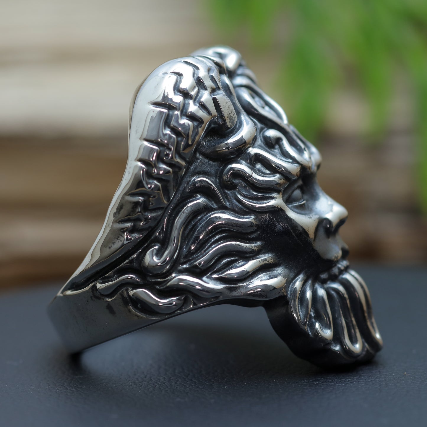 Men's "Pan" Greek Mythology Heavy Signet Ring in Sterling Silver (15.7g)