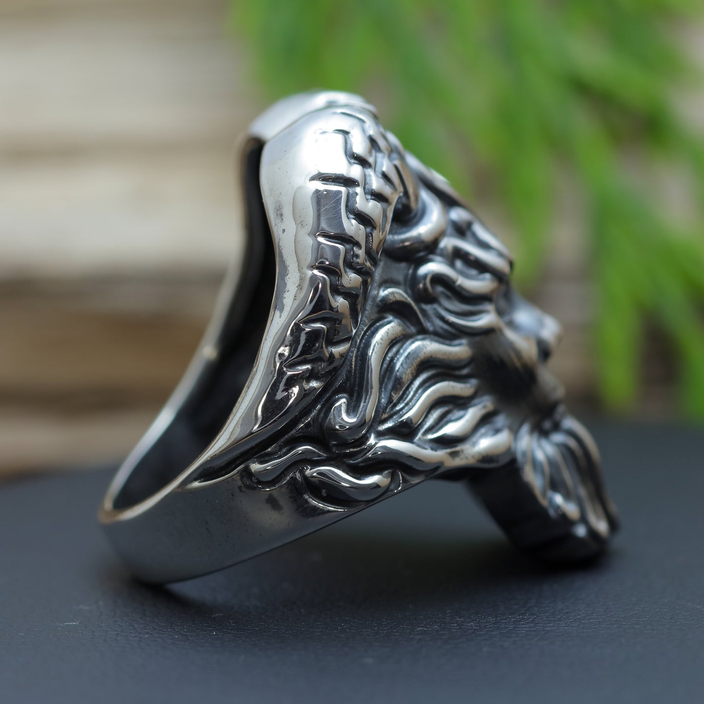 Men's "Pan" Greek Mythology Heavy Signet Ring in Sterling Silver (15.7g)