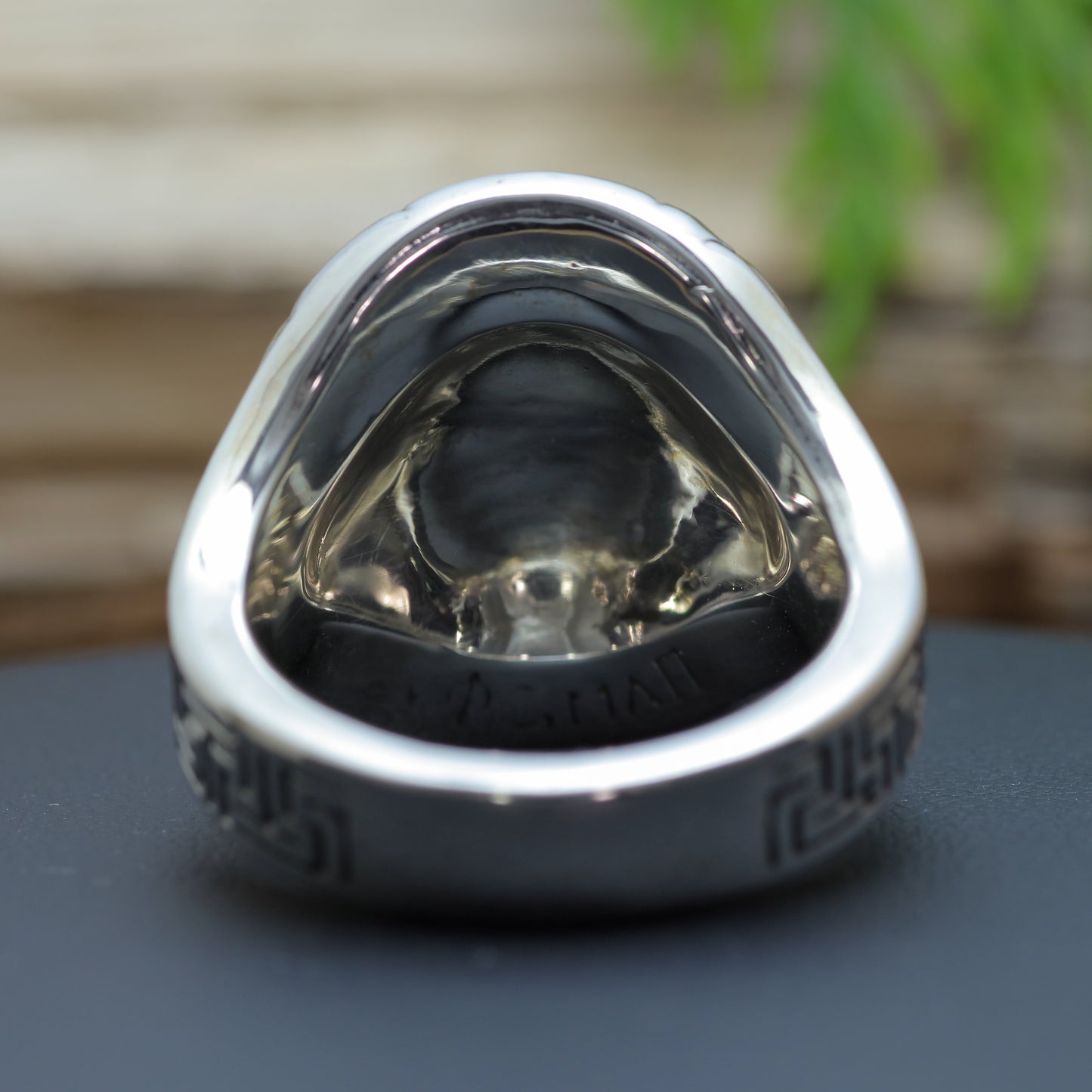 Men's "Spartan Shield" Heavy Flush Diamond Signet Ring in Sterling Silver (29.31g)