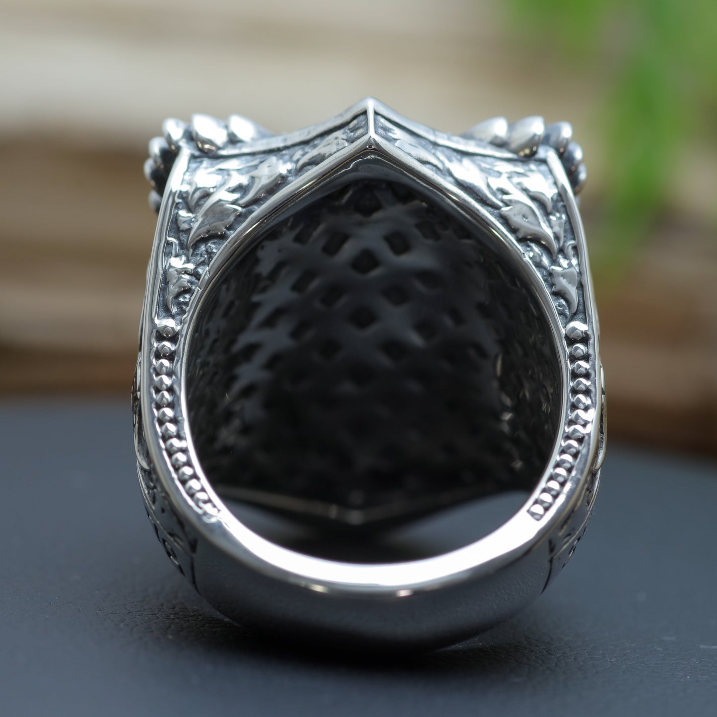 Men's "Archangel Michael" Heavy Warrior Signet Ring in Sterling Silver (27.3g)