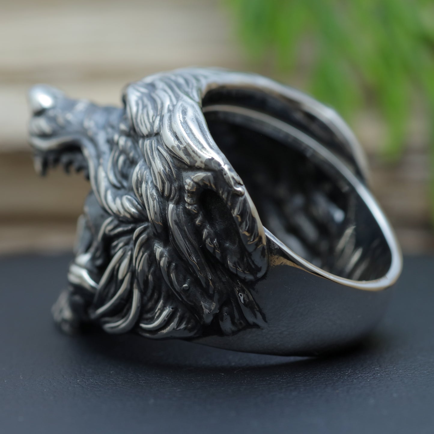 Men's "Alpha Totem" Primal Wolf Skull Signet Ring in Sterling Silver (27.6g)