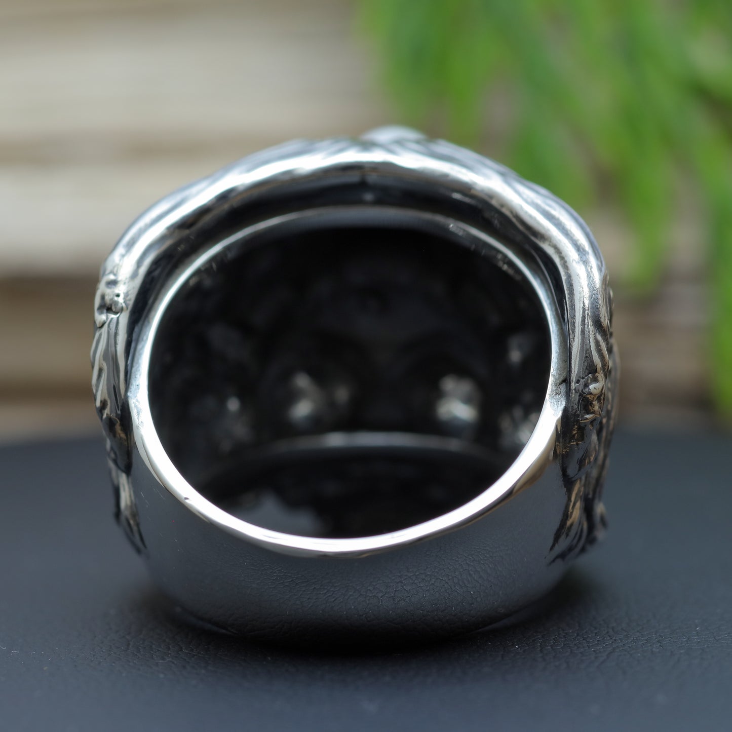 Men's "Alpha Totem" Primal Wolf Skull Signet Ring in Sterling Silver (27.6g)