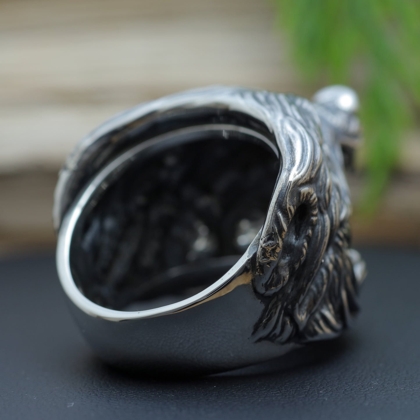 Men's "Alpha Totem" Primal Wolf Skull Signet Ring in Sterling Silver (27.6g)
