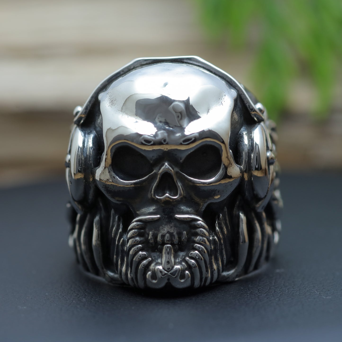 Men's "Cyber Reaper" Heavyweight Dreadlock Skull Signet Ring