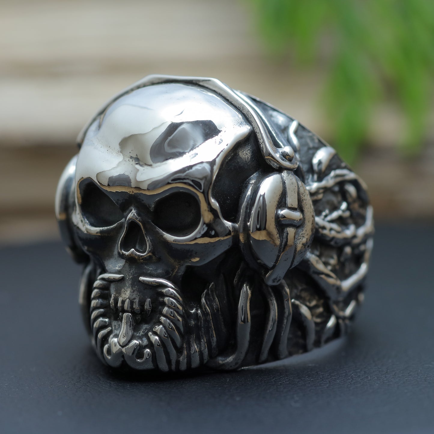 Men's "Cyber Reaper" Heavyweight Dreadlock Skull Signet Ring