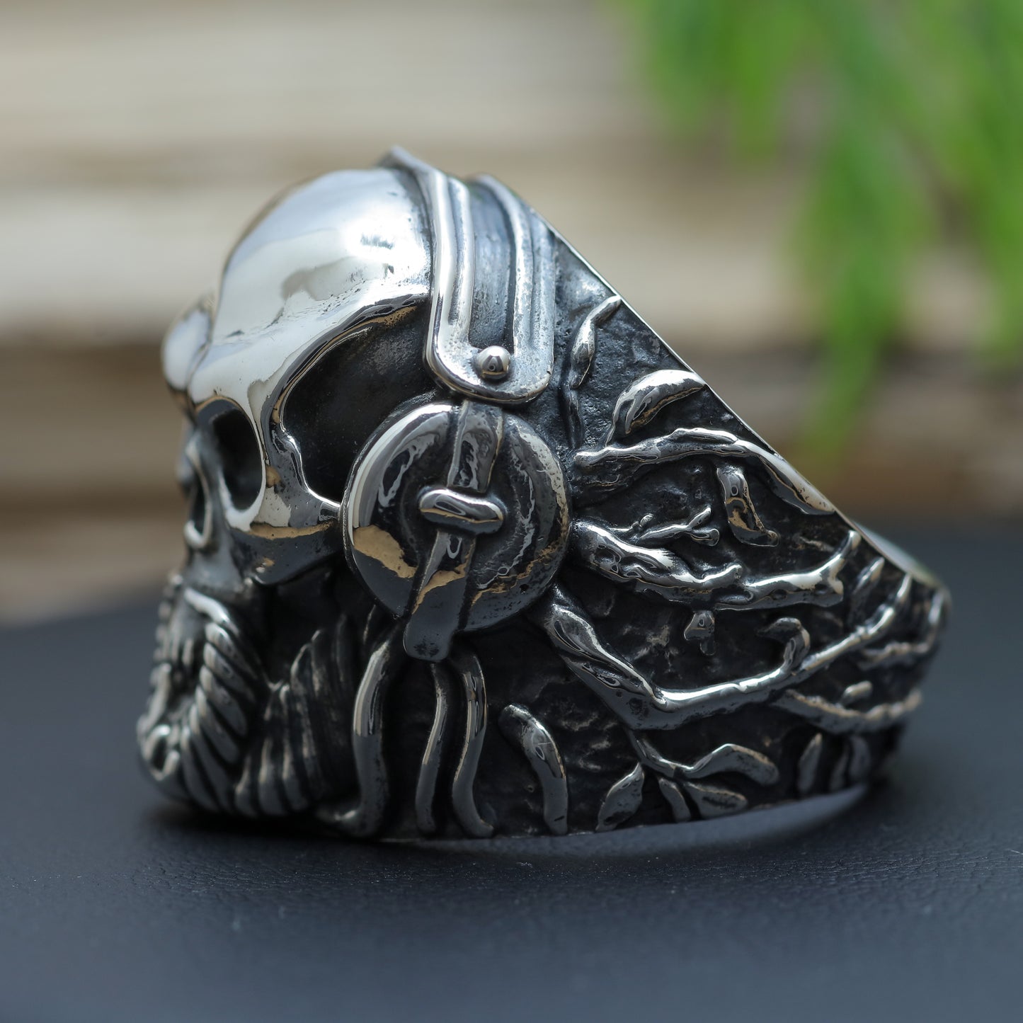 Men's "Cyber Reaper" Heavyweight Dreadlock Skull Signet Ring