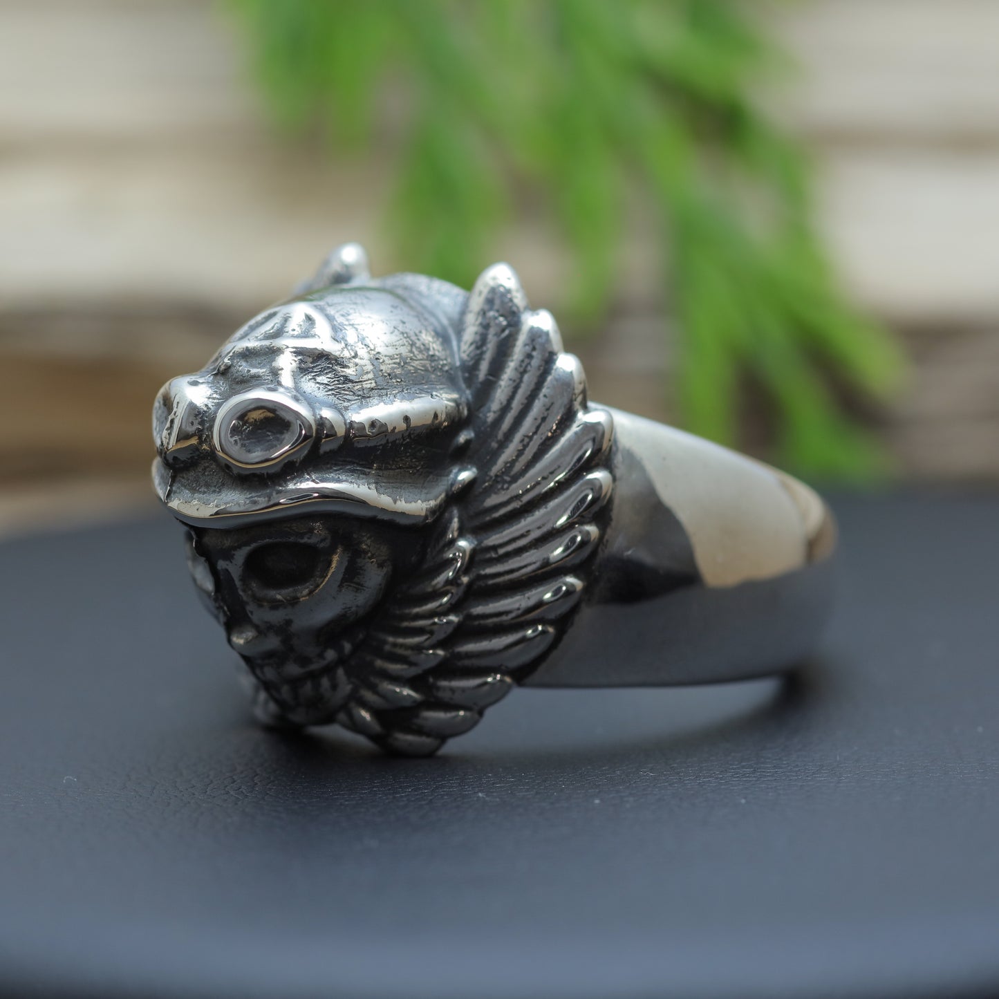 Men's "Aviator Anarchy" Heavy Winged Skull Ring (23.8g)