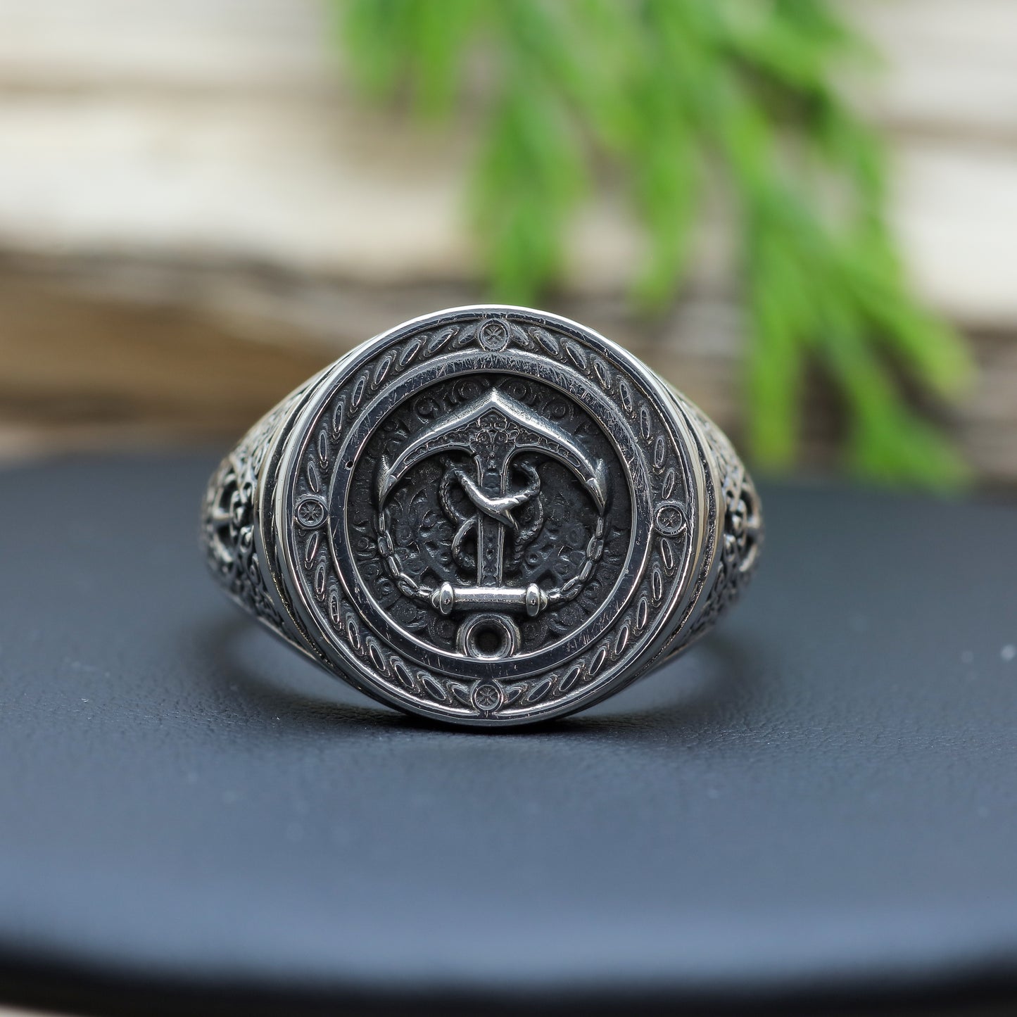 Men's "Mariner Anchor" Heavy Signet Ring in Sterling Silver