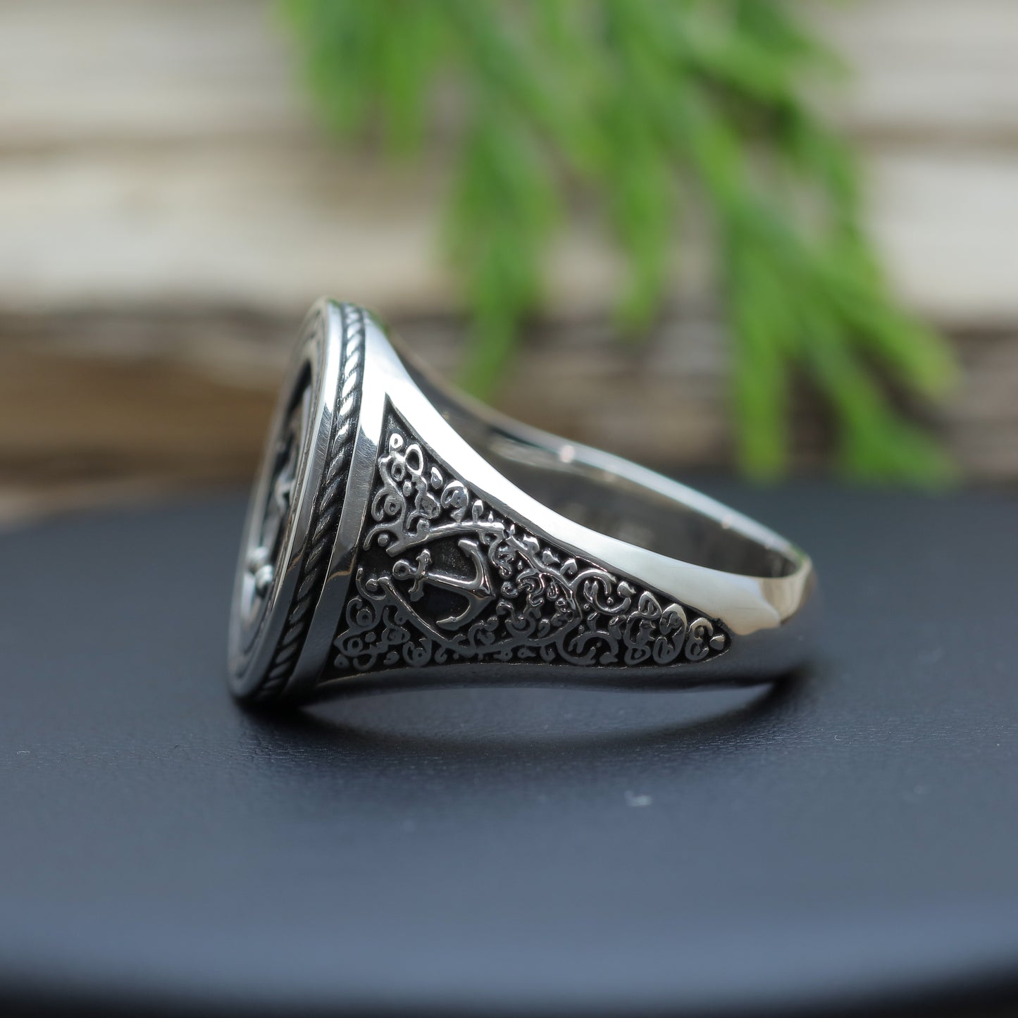 Men's "Mariner Anchor" Heavy Signet Ring in Sterling Silver