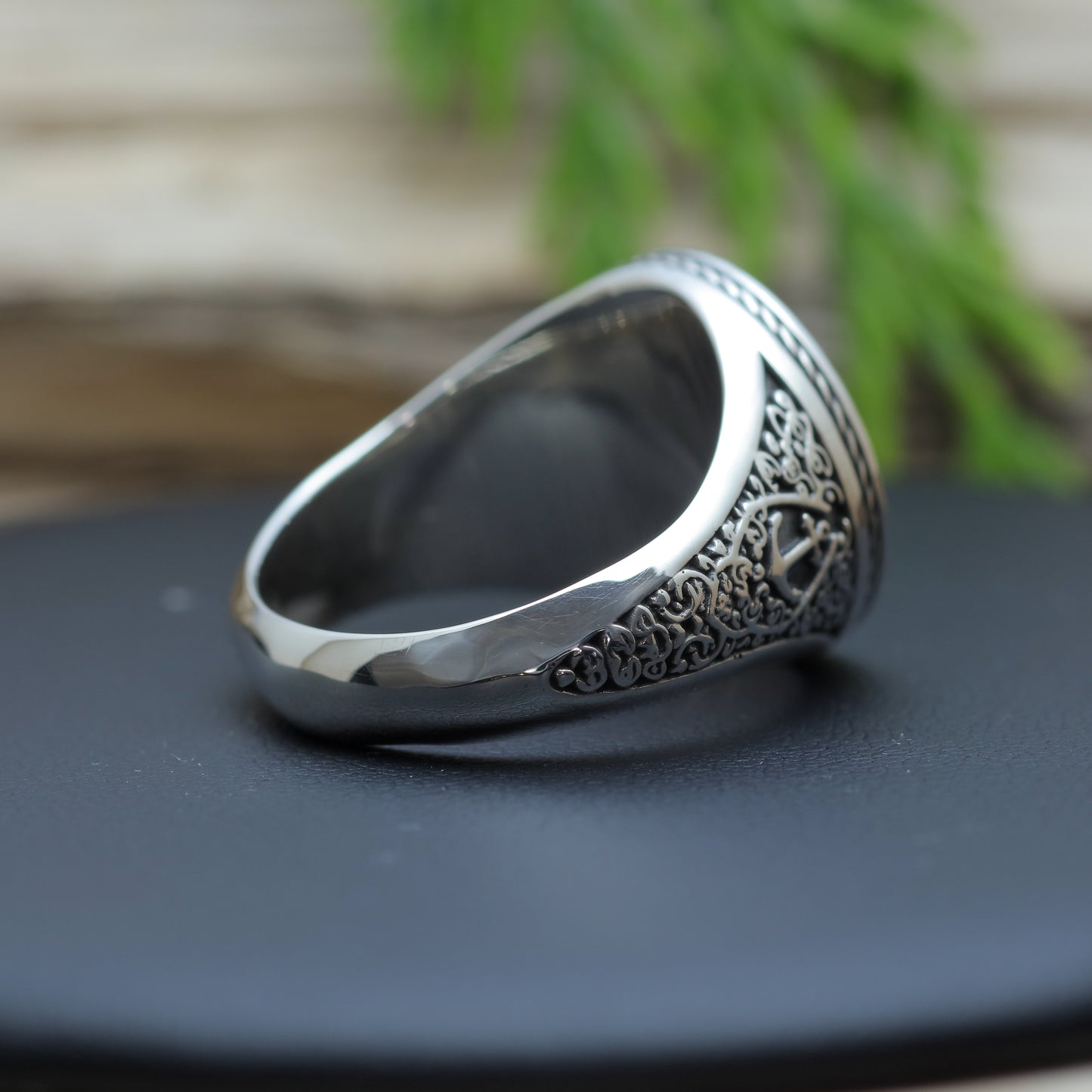 Men's "Mariner Anchor" Heavy Signet Ring in Sterling Silver