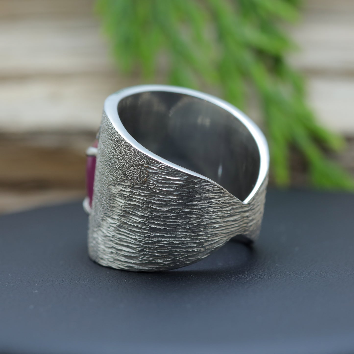 Organic Textured Star Ruby Statement Ring