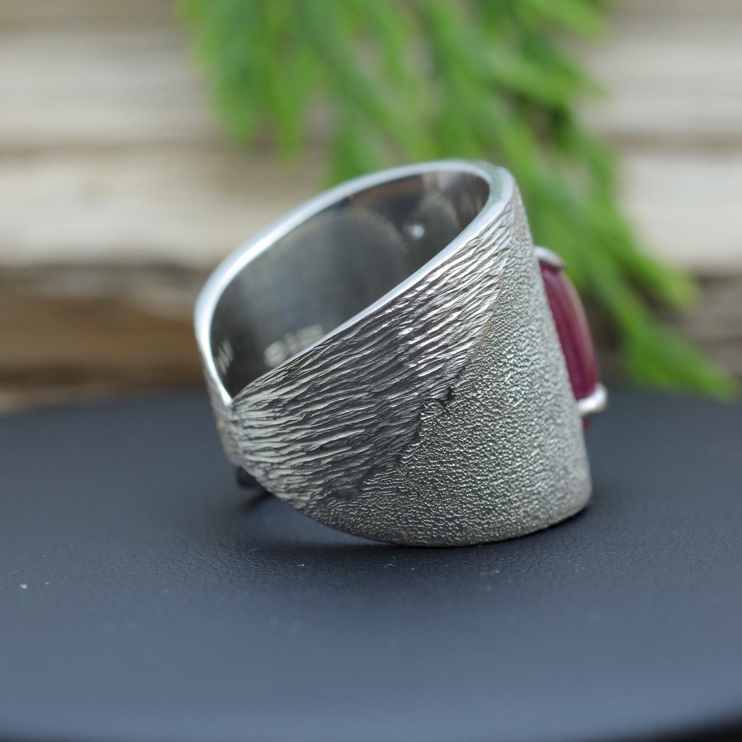 Organic Textured Star Ruby Statement Ring