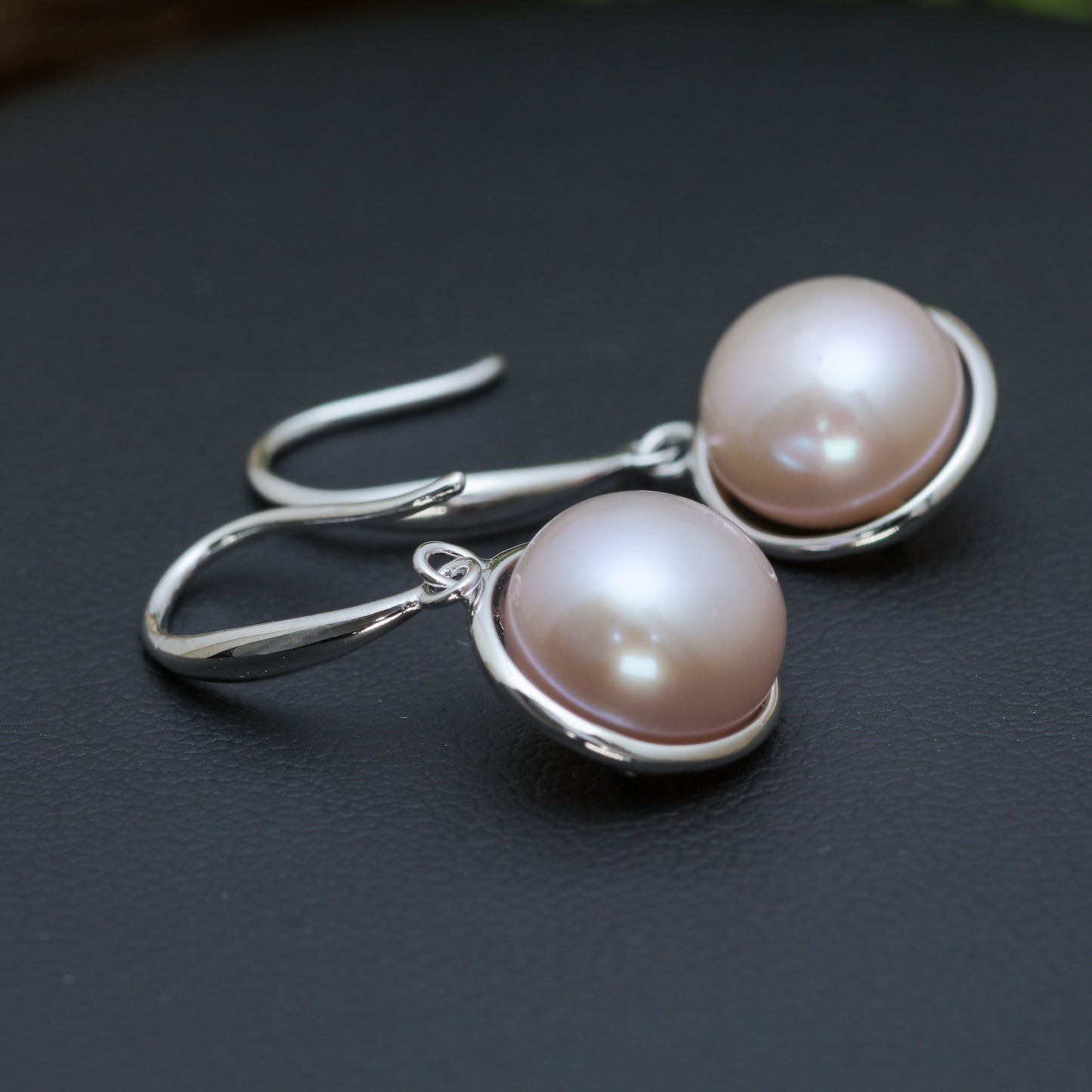 Natural Pink Cultured Pearl Drop Earrings