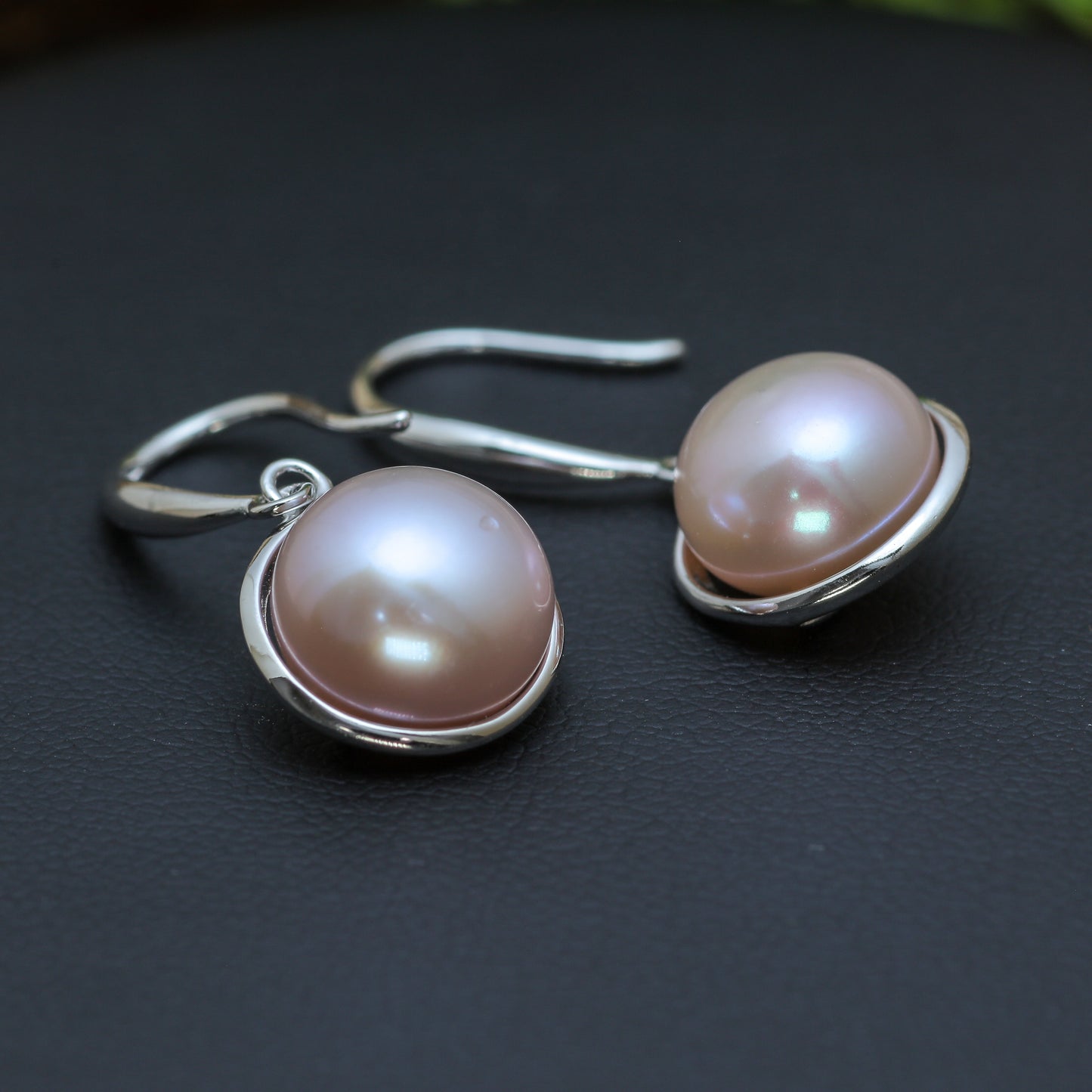 Natural Pink Cultured Pearl Drop Earrings