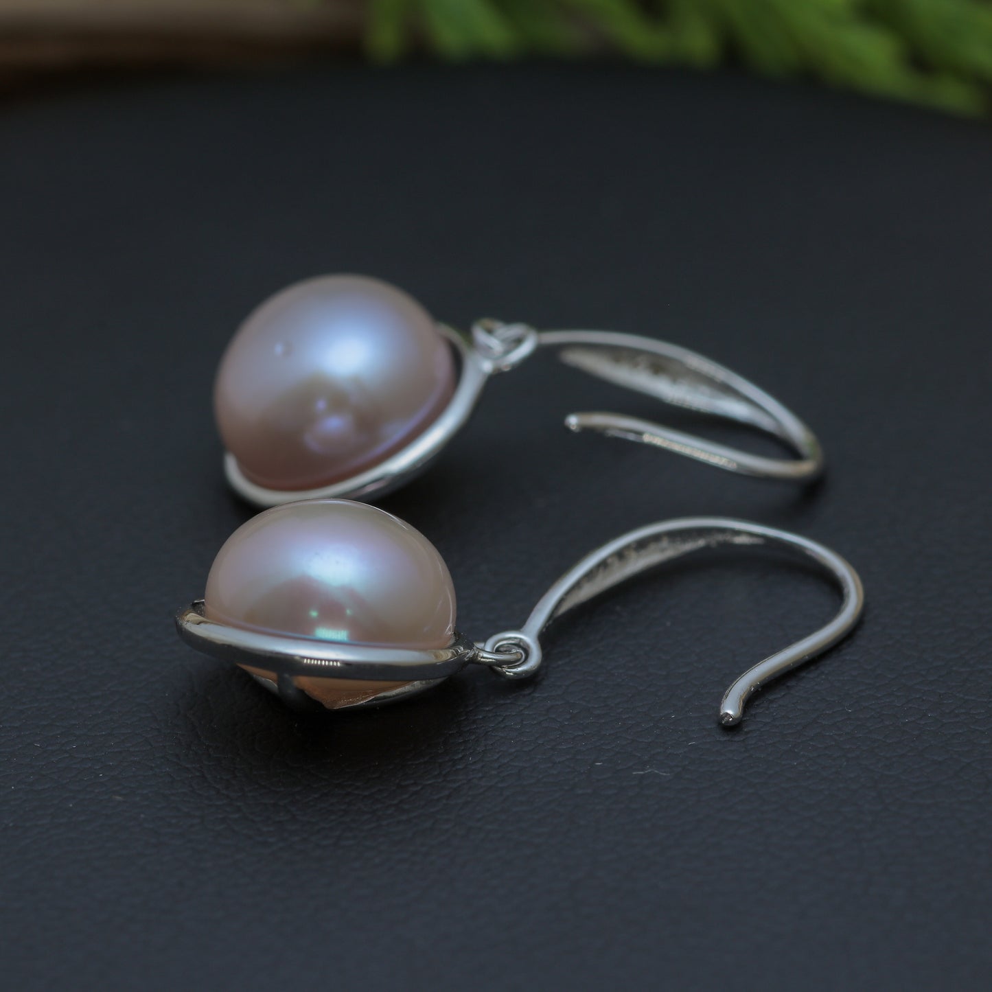 Natural Pink Cultured Pearl Drop Earrings