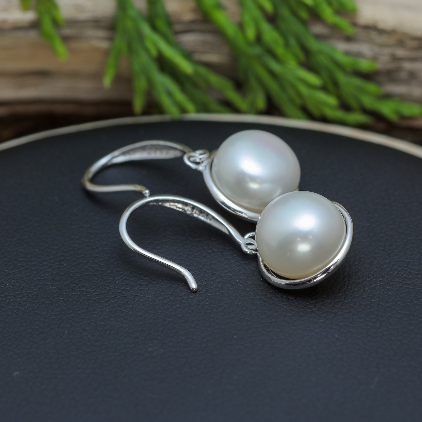 Natural White Cultured Pearl Drop Earrings