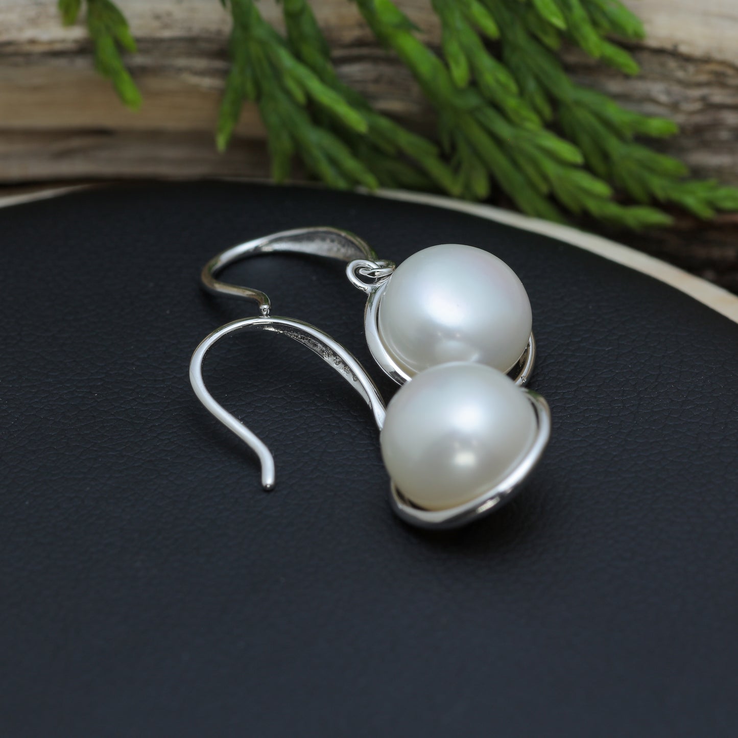 Natural White Cultured Pearl Drop Earrings
