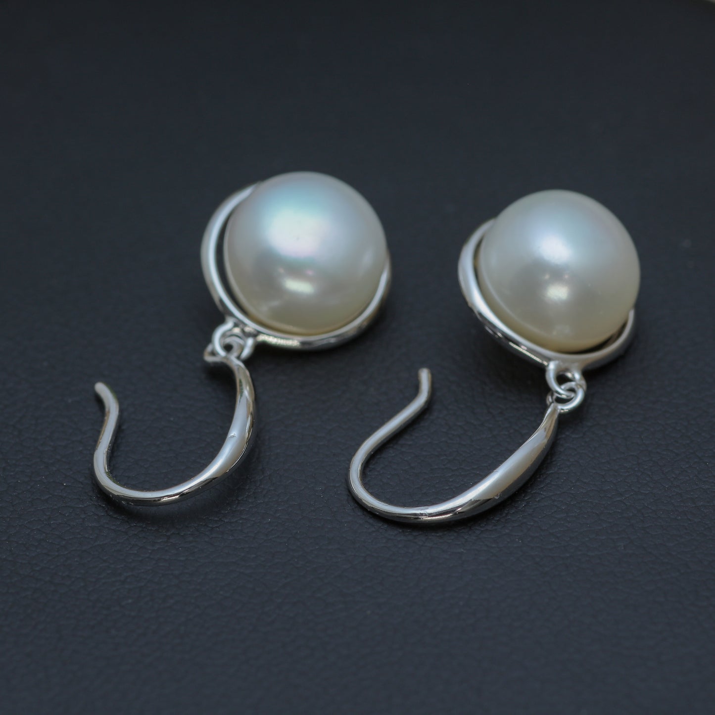 Natural White Cultured Pearl Drop Earrings