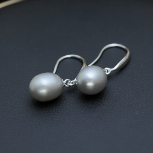 Natural Gray Cultured Pearl Drop Earrings
