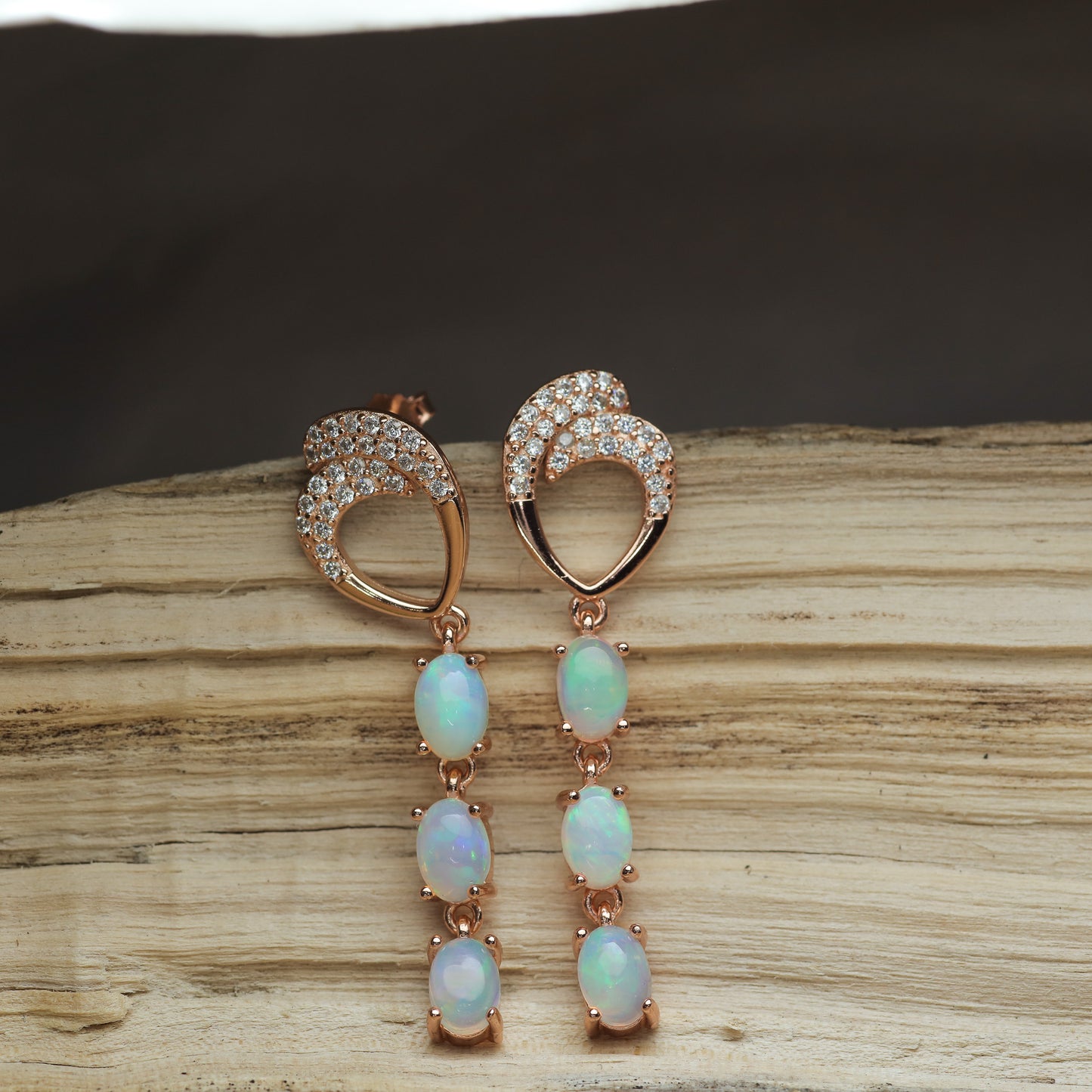 Natural Ethiopian Opal Triple-Drop Earrings