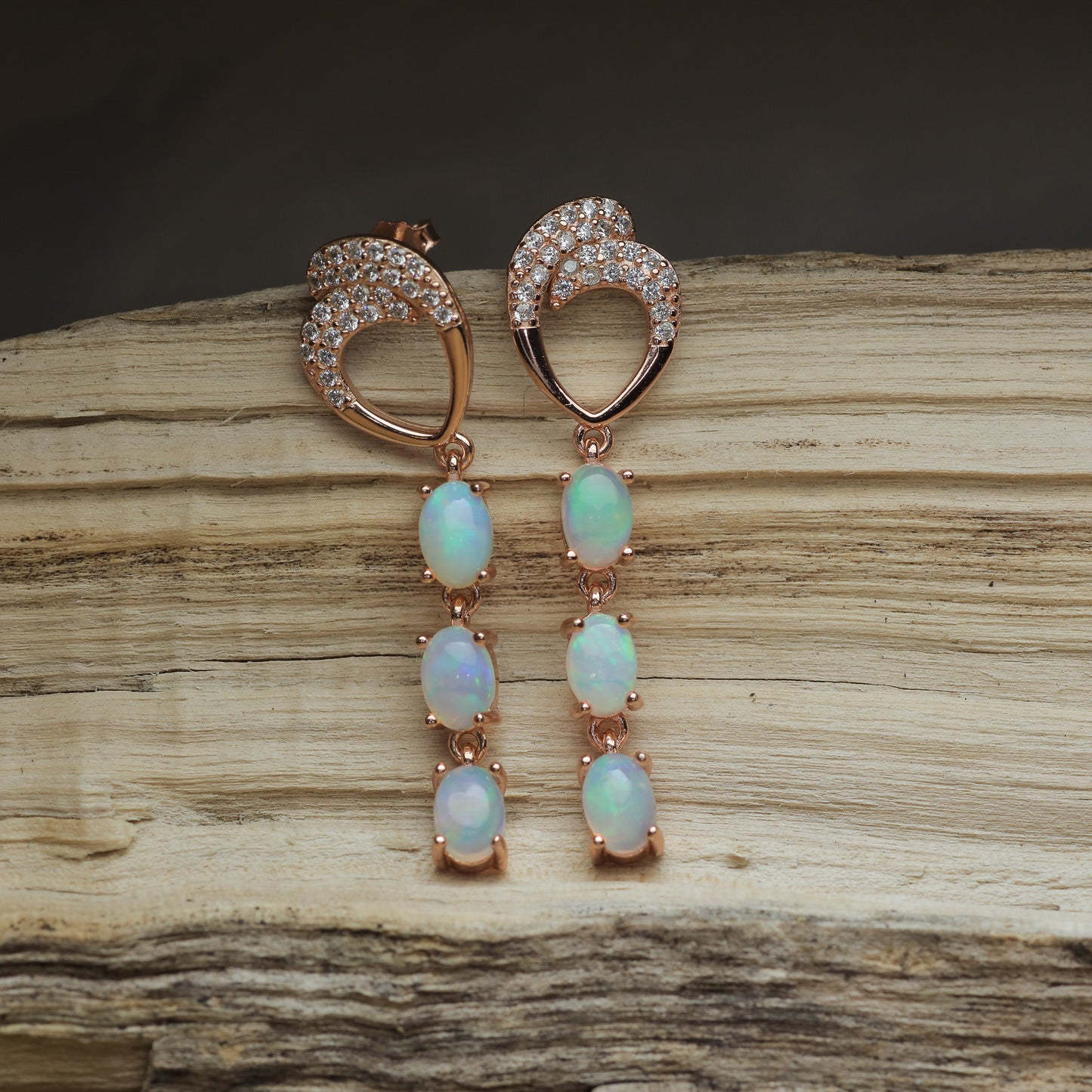 Natural Ethiopian Opal Triple-Drop Earrings