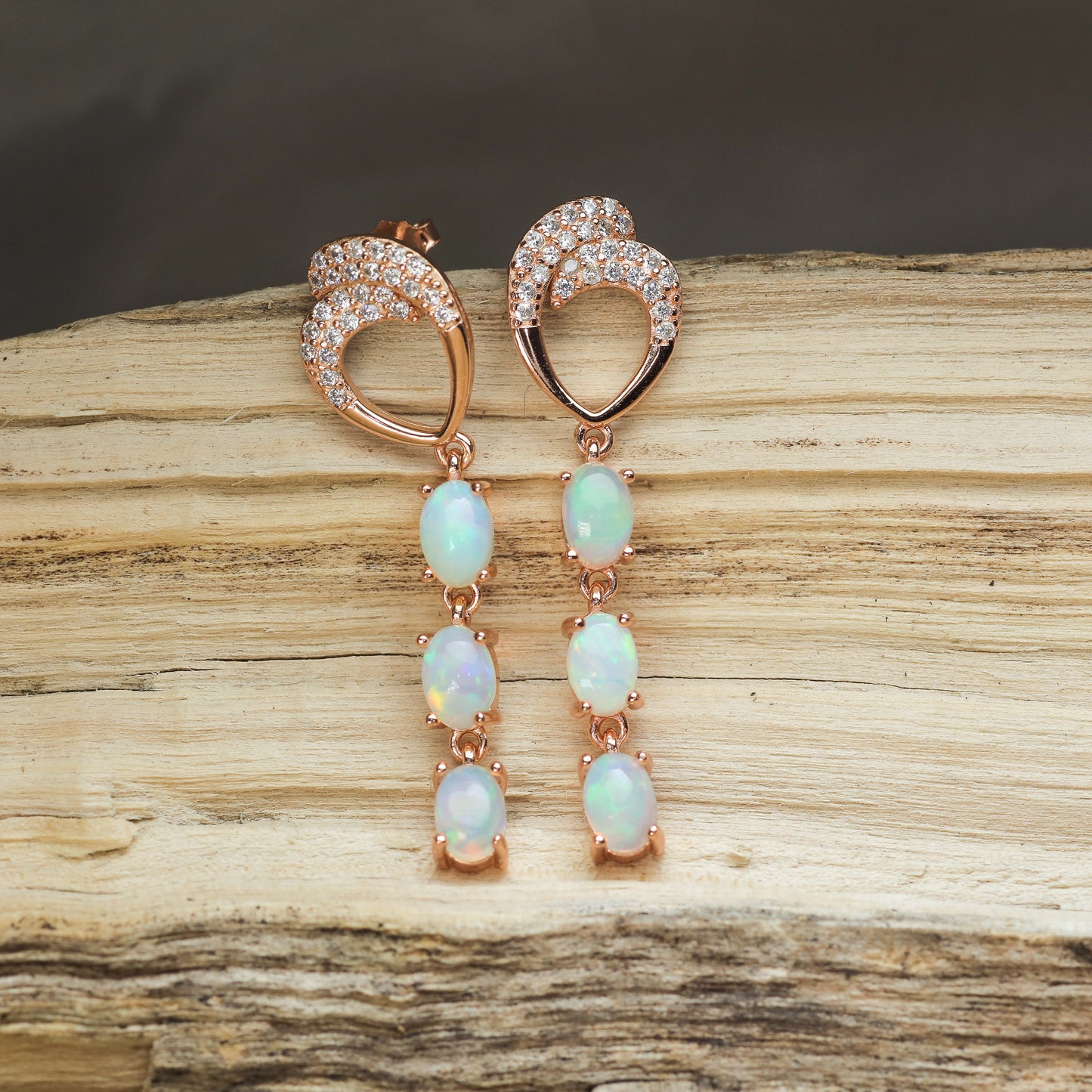 Natural Ethiopian Opal Triple-Drop Earrings