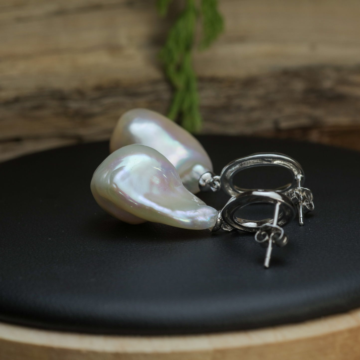 Natural Baroque Cultured Pearl, Hoop Drop Earrings
