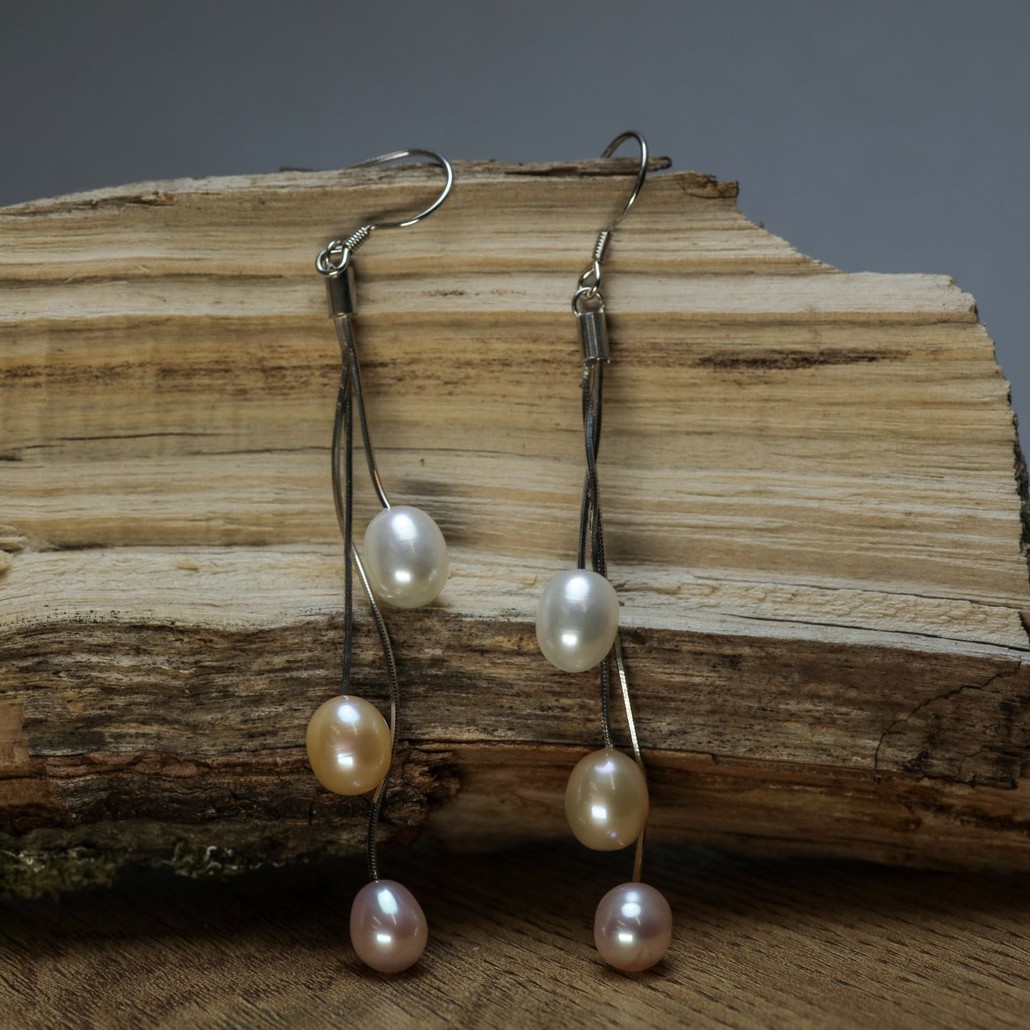 Multi-Tone Natural Cultured Pearl Cascade Earrings